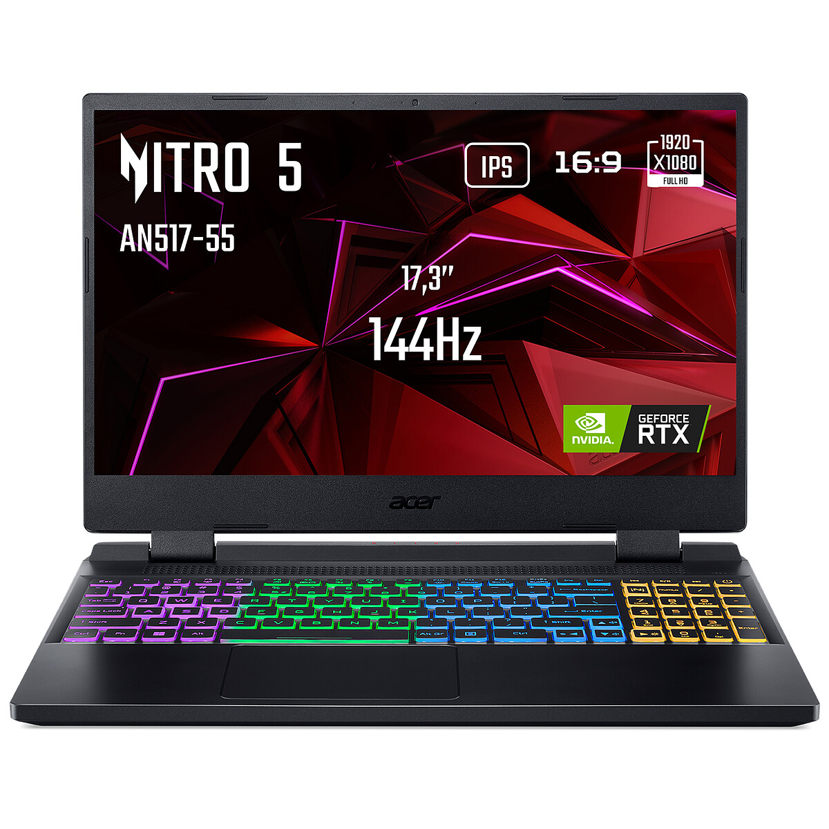 Intel Core i7-12650H 16 Go SSD 512 Go 17.3" LED Full HD 144 Hz NVIDIA GeForce RTX 4060 8 Go DLSS 3 Wi-Fi 6/Bluetooth Webcam Windows 11 Famille