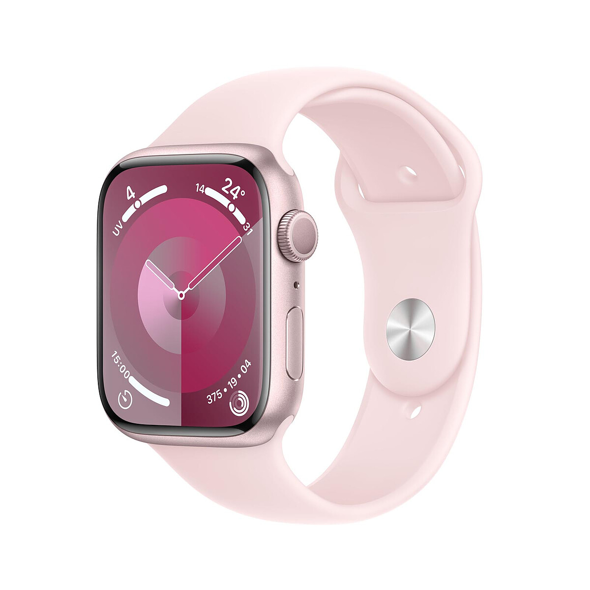 Apple Watch Series 9 GPS Aluminium Rose Bracelet Sport Band S/M 45 mm