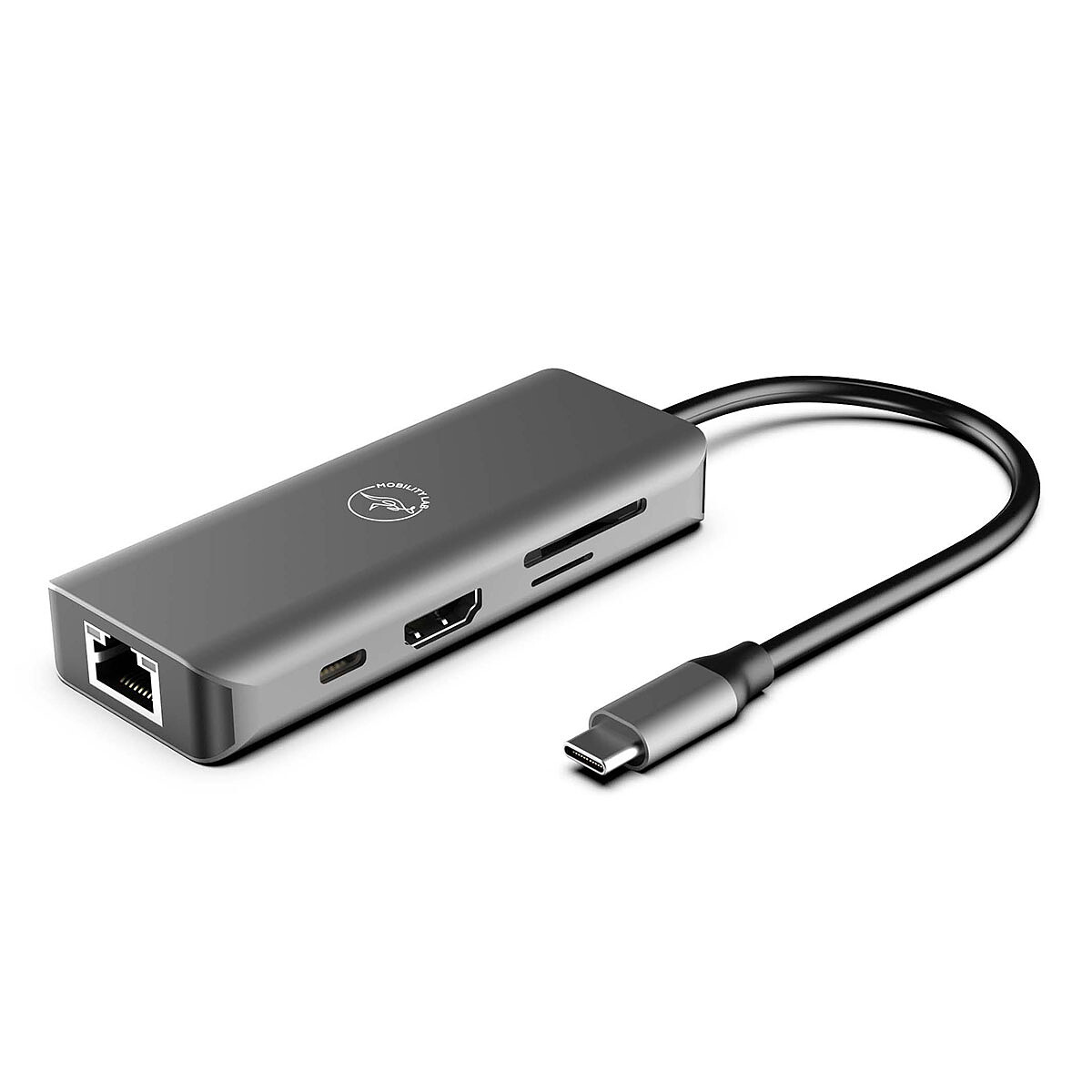 Hub USB-C 8-en-1 vers 1x HDMI, 3x USB-A 3.0, 1x Ethernet, 1x SD, 1x microSD, 1x USB-C 3.0 + Power Delivery (100 W)