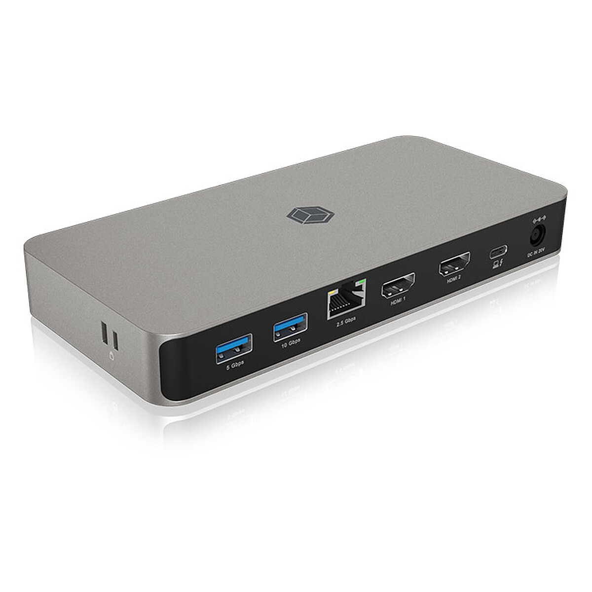 Station d'accueil USB 4 Type-C - 1 x USB 3.0 + 2 x USB 3.1 + 1 x USB-C 3.1 Power Delivery (jusqu'à 100 Watts) + 2 x HDMI 2.1 + LAN 2.5 GbE + microSD/SD + Audio