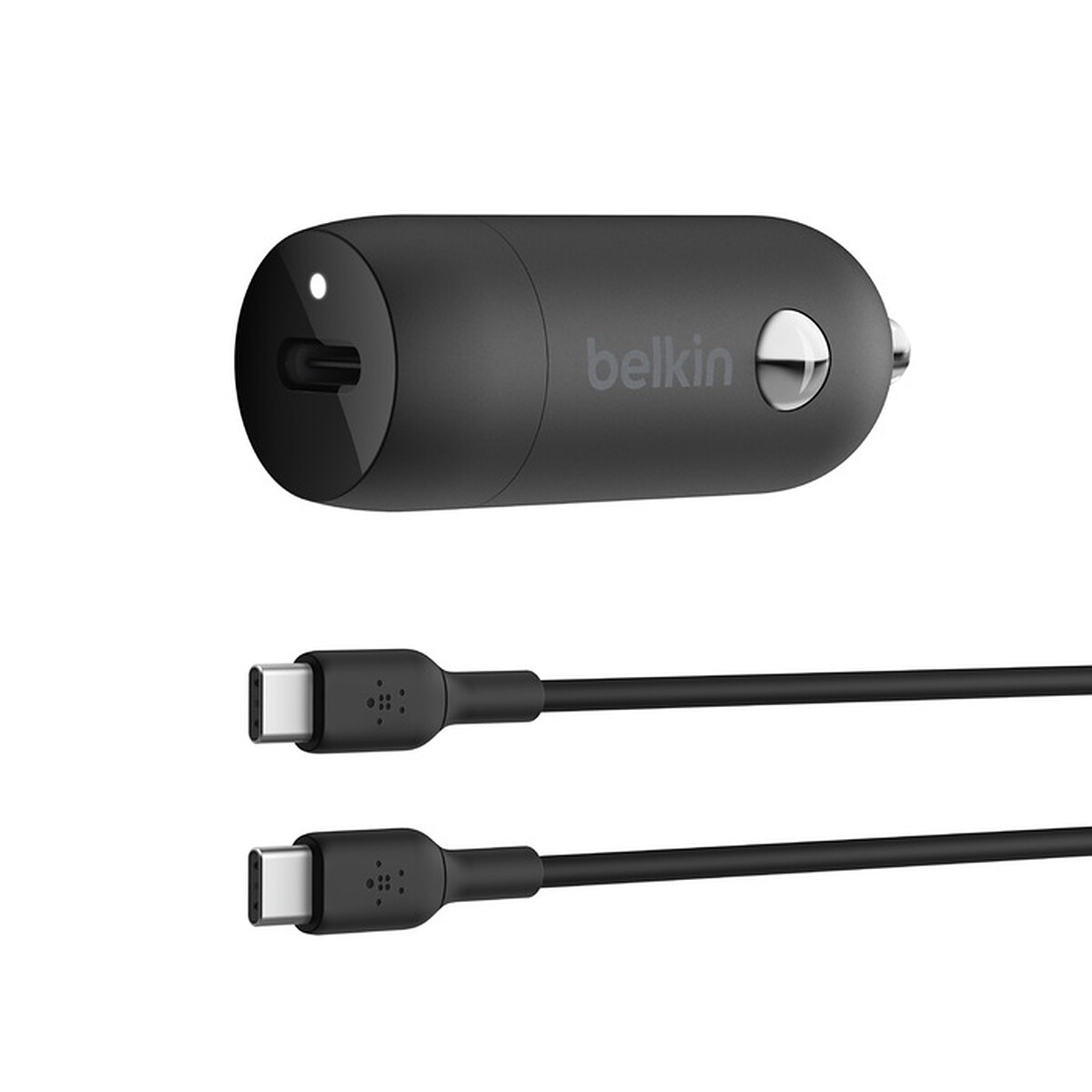 Belkin Chargeur de voiture 1 port USB-C (30 W) sur prise allume-cigare avec câble USB-C (Noir) - Belkin