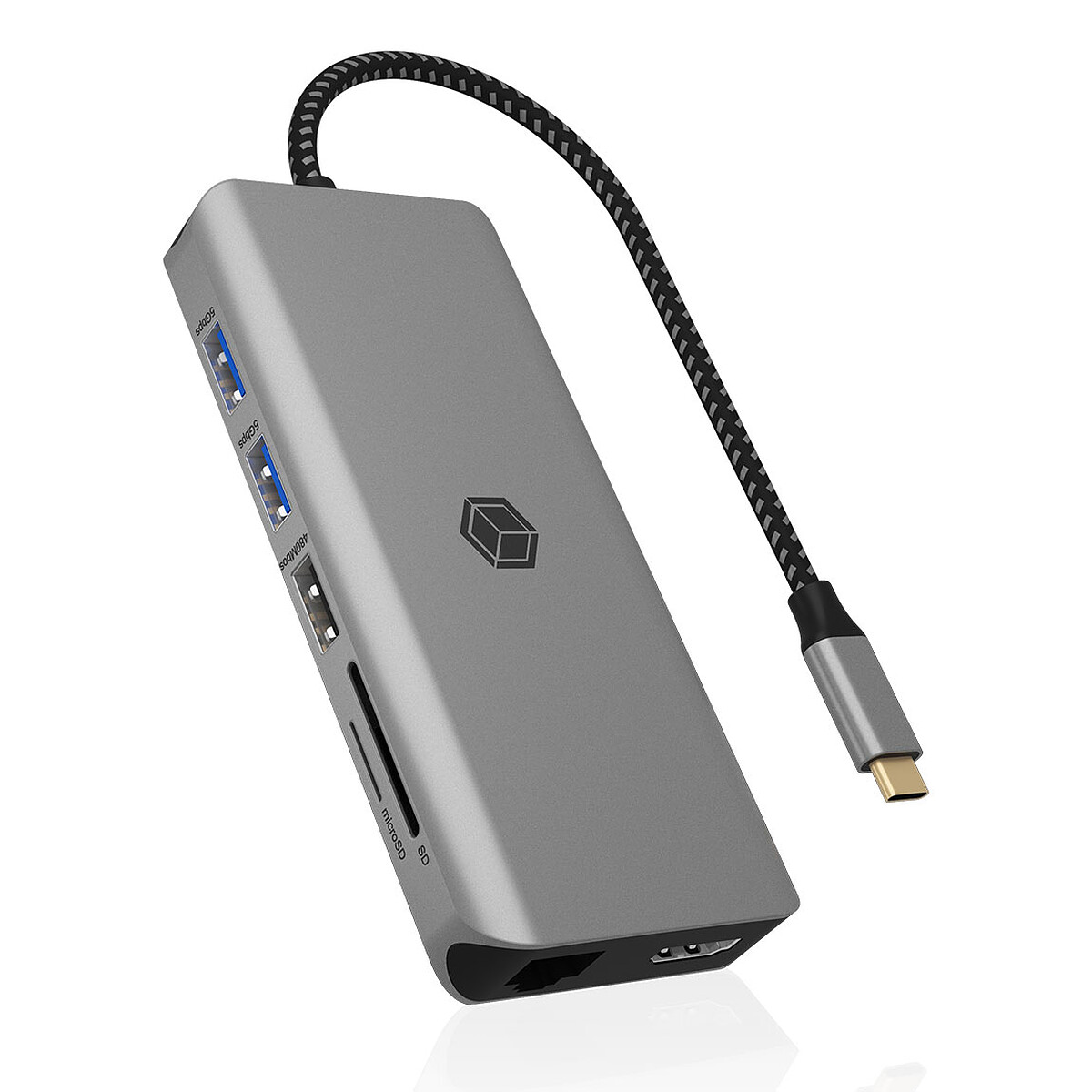 Station d'accueil USB Type-C - 3 x USB 3.0 (1 Type C) + 2 x USB 2.0 + 1 USB-C Power Delivery (jusqu'à 100 Watts) + 2 x HDMI + RJ45 + Jack 3.5 mm + Lecteur de carte mémoire SD/micro SD