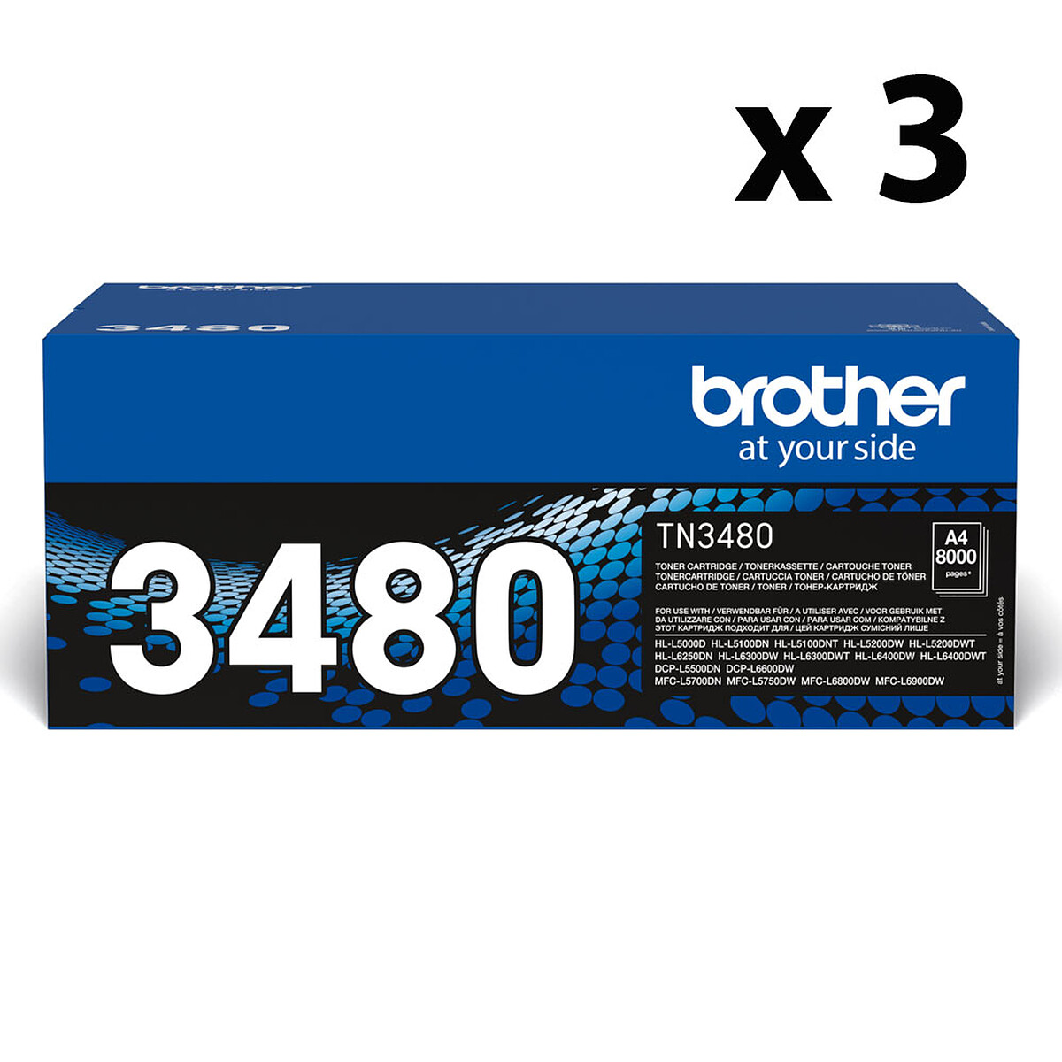 Brother TN-3480 (Noir) (x 3) - Brother