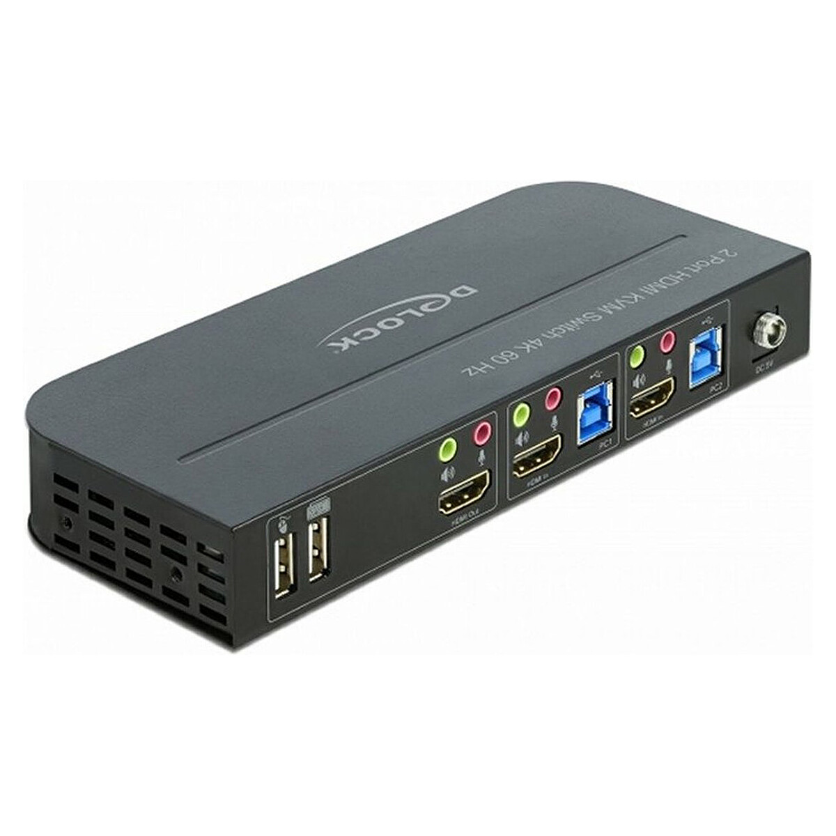 DeLock Switch KVM 2 ports HDMI 4K 60 Hz avec hub USB 3.0 et audio intégré - Delock
