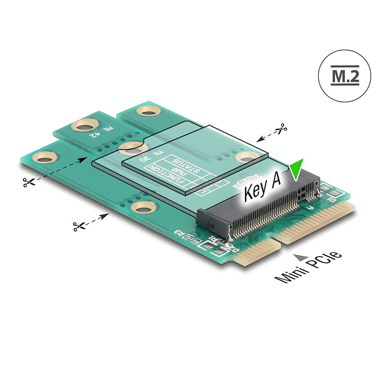 DeLock Adaptateur Mini PCIe mâle à slot M.2 key A - Delock