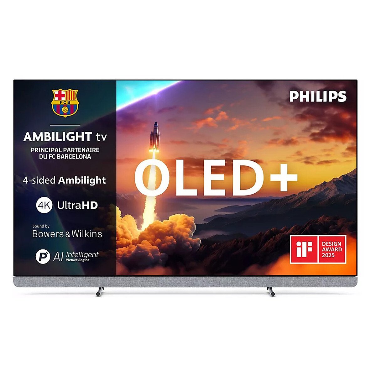 TV OLED+ Ambilight Philips 65OLED910 164 cm 4K UHD 2025 métal - vue 4