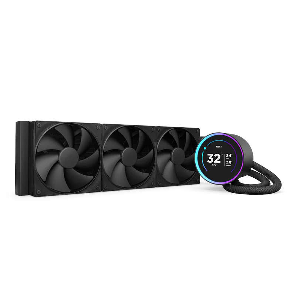 Watercooling NZXT RL KN36E B2 Kraken Elite 360 Écran 2.72 et anneau RGB personnalisable - vue 3
