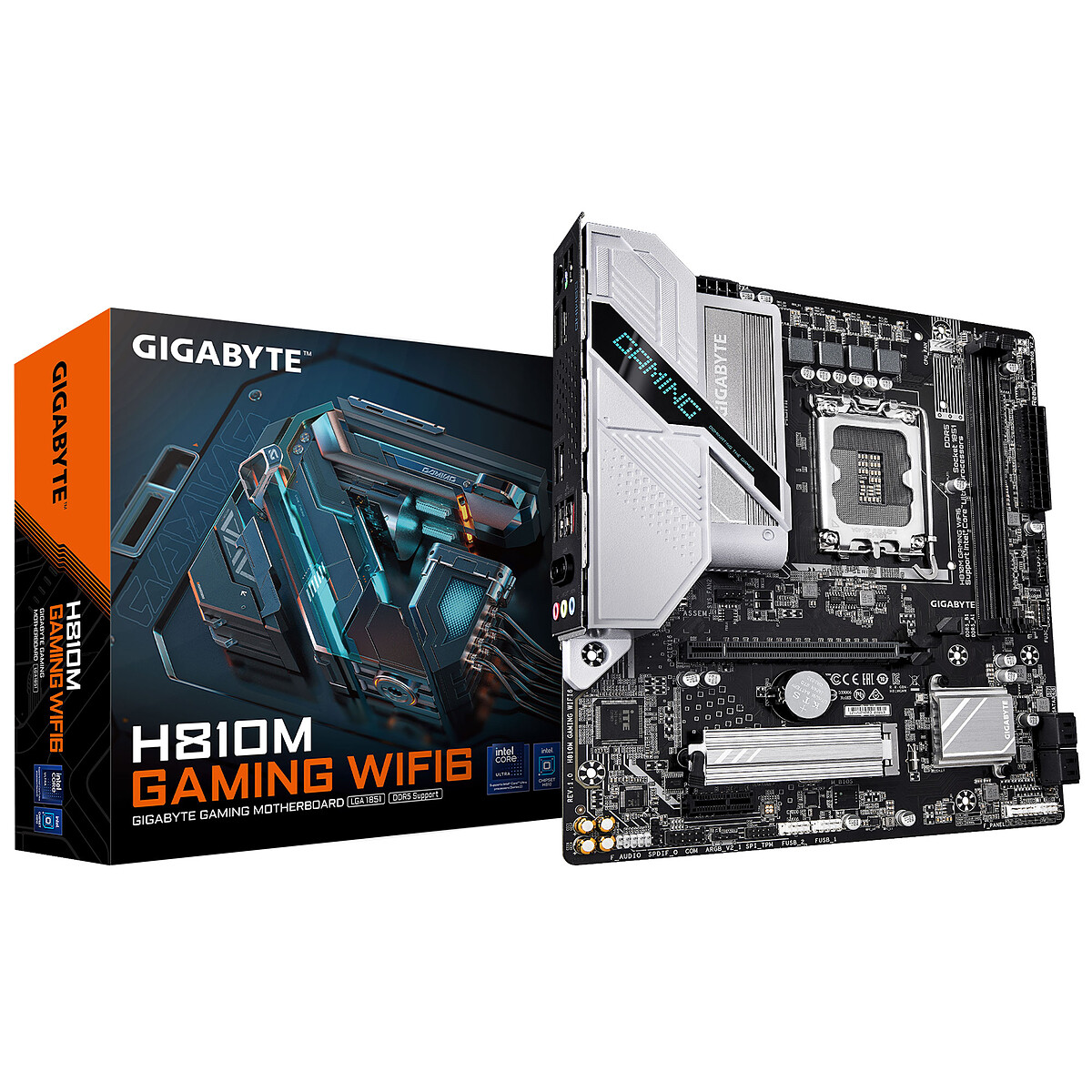 GIGABYTE H810M GAMING WIFI6 Carte mère Processeurs Intel Core Ultra Série 2 VRM 4+1+2 phases jusqu'à 6400 MHz DDR5 1xPCIe 4.0 .2 LAN 2.5GbE WIFI 6 USB 3.2 Gen 1 Neuf - vue 5