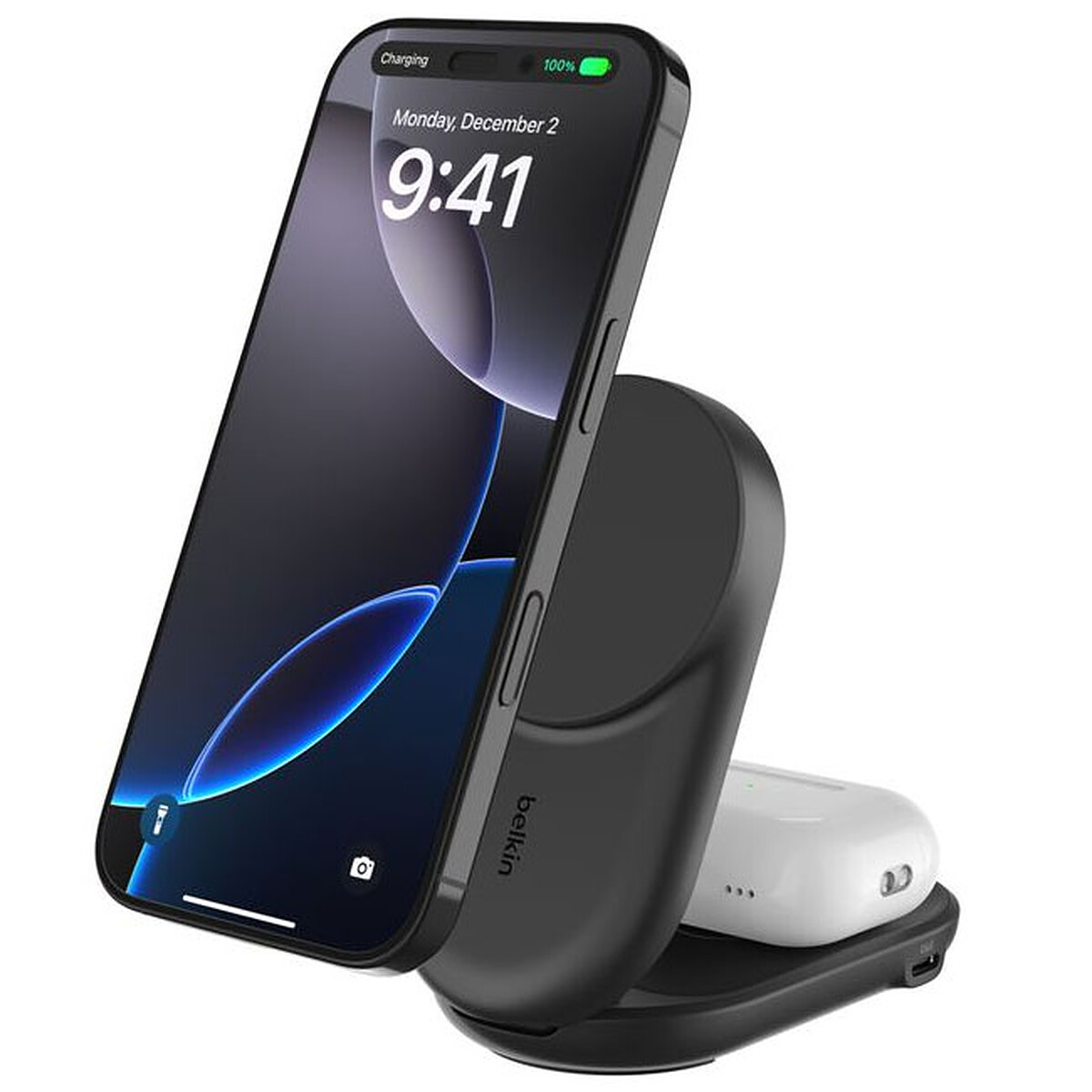 Belkin Chargeur 2 en 1, 25W pour Iphone, Airpods QI2.2 (Noir) - Belkin