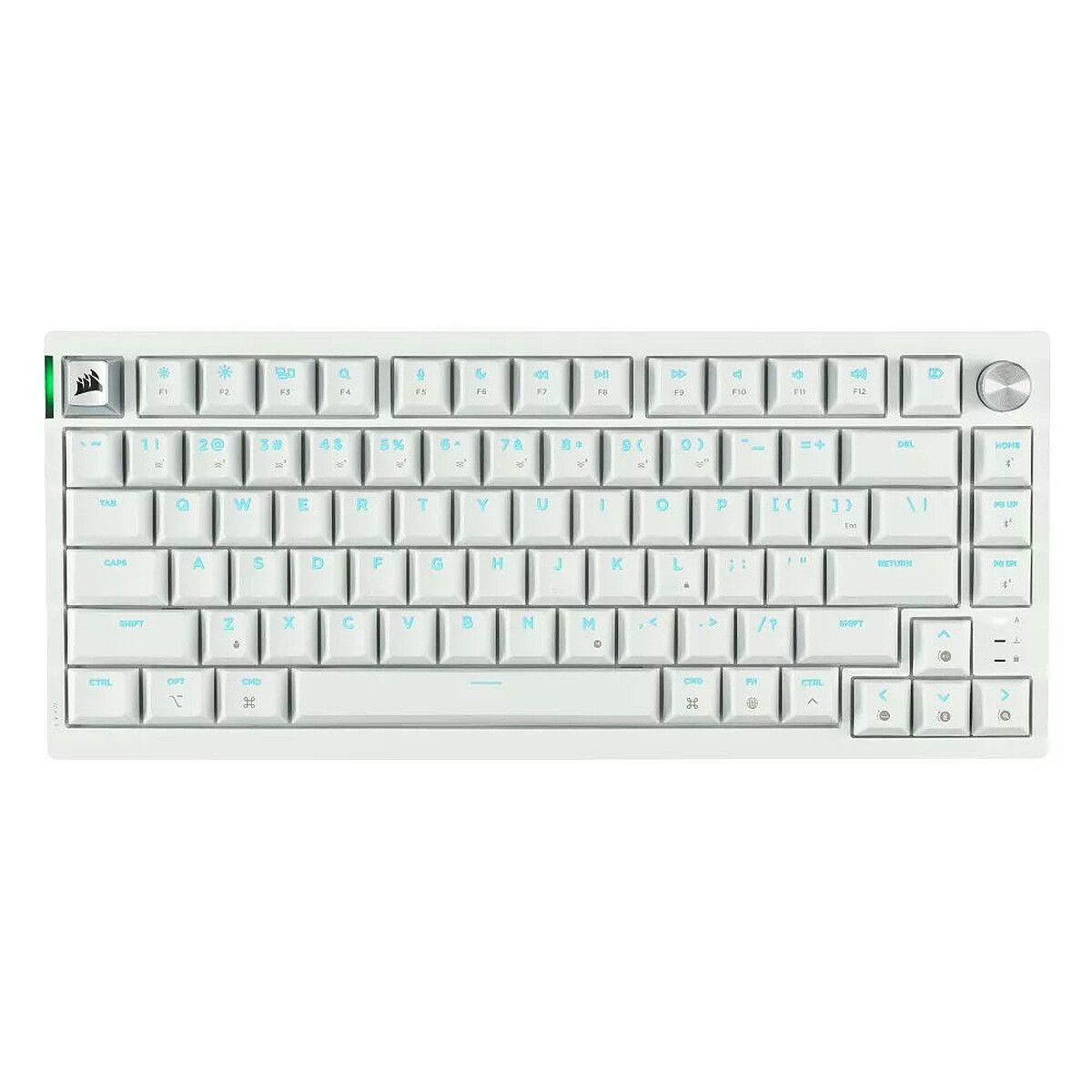 Clavier gaming mecanique RGB 75 % CORSAIR K65 PLUS WIRELESS Mac et PC givre Switchs lineaires CORSAIR MLX prelubrifies Connectivite sans fil 2 4 GHz Bluetooth - vue 2