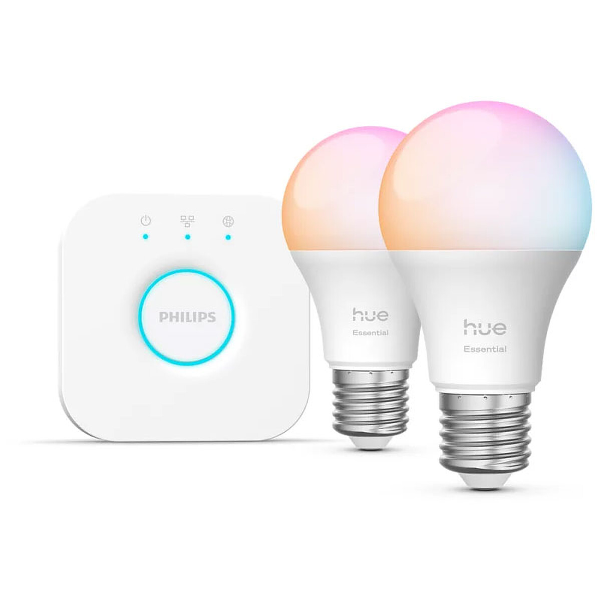 Philips Hue Ampoule connectée Essential E27 A60 Bluetooth x 2 + Kit de démarrage