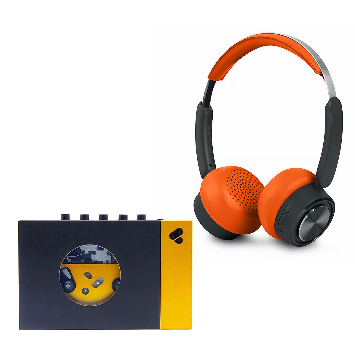 We Are Rewind Lecteur Cassette Amy Noir/Jaune + Muse M-271 Orange - We Are Rewind