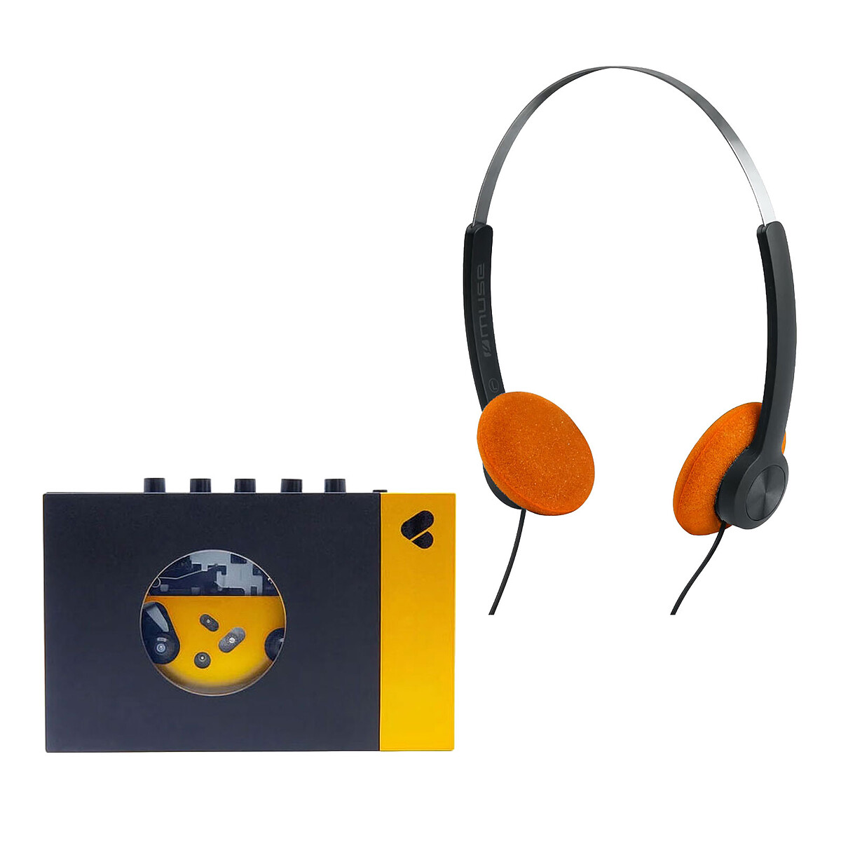 We Are Rewind Lecteur Cassette Amy Noir/Jaune + Muse M-206 CF Orange - We Are Rewind