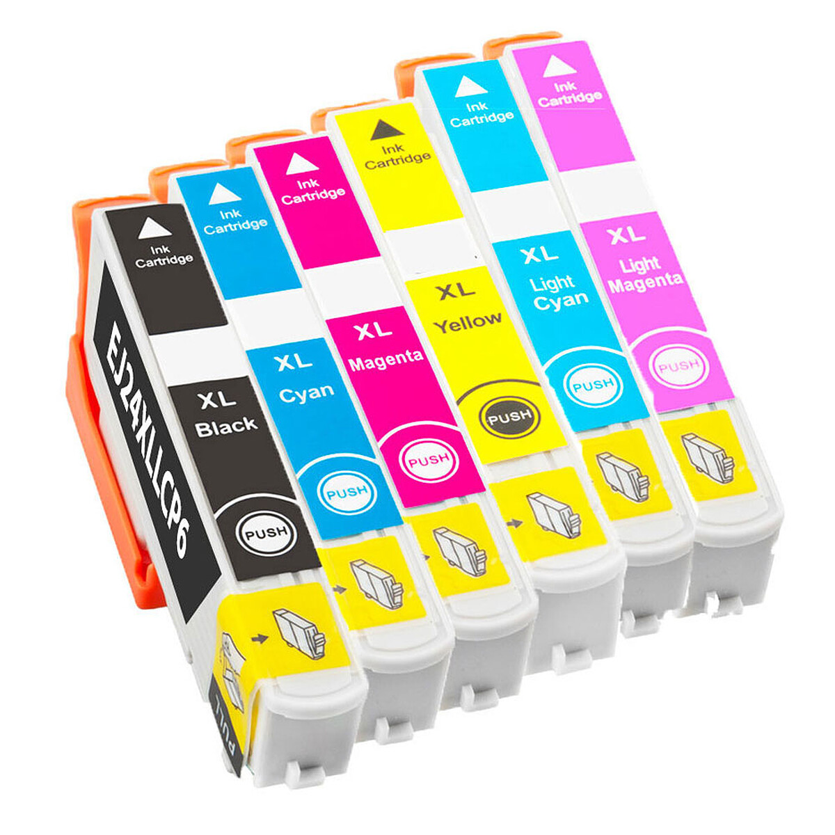 Pack de 6 cartouches compatibles Epson T24XL (noir + cyan + magenta + jaune + cyan clair + magenta clair) - Générique
