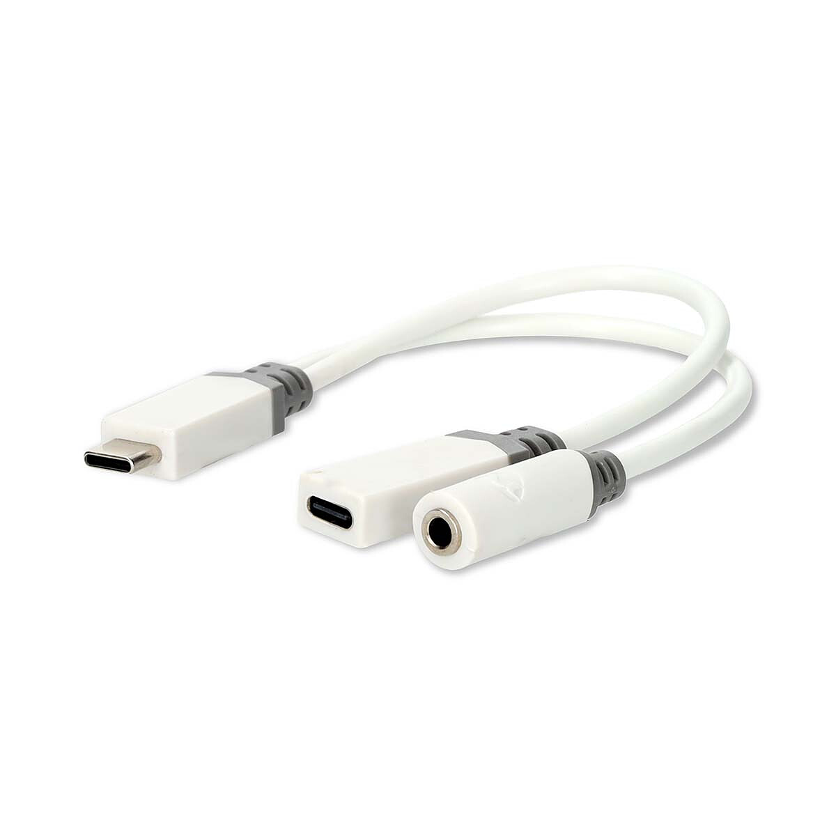 Nedis Adaptateur USB-C vers USB-C/Jack 3.5 mm (M/F) - 0.10 m - Blanc - Nedis