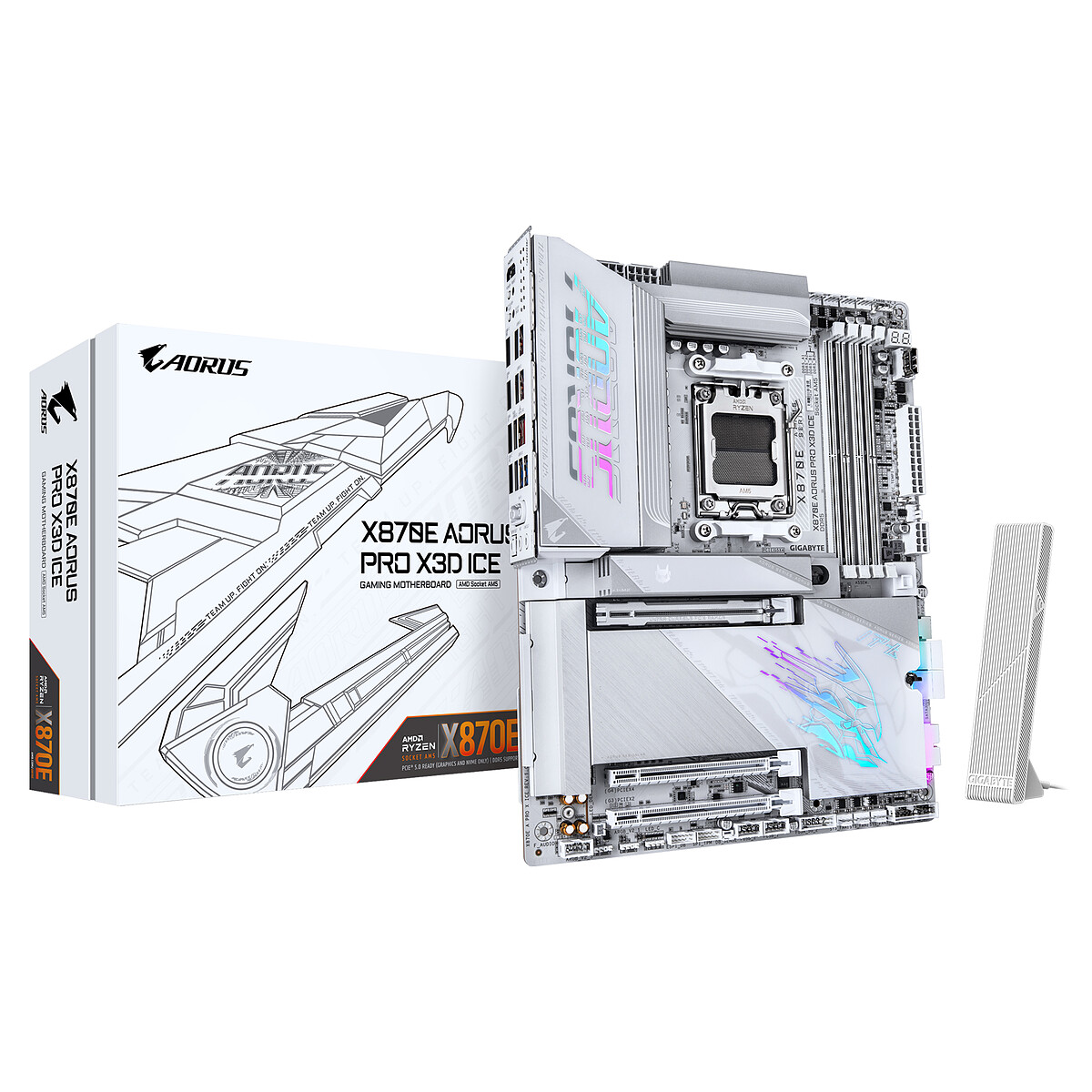 GIGABYTE X870E AORUS PRO X3D ICE Carte Mère – Prend en charge les processeurs AMD Ryzen 9000 VRM numérique 18+2+2 phases jusqu - vue 7