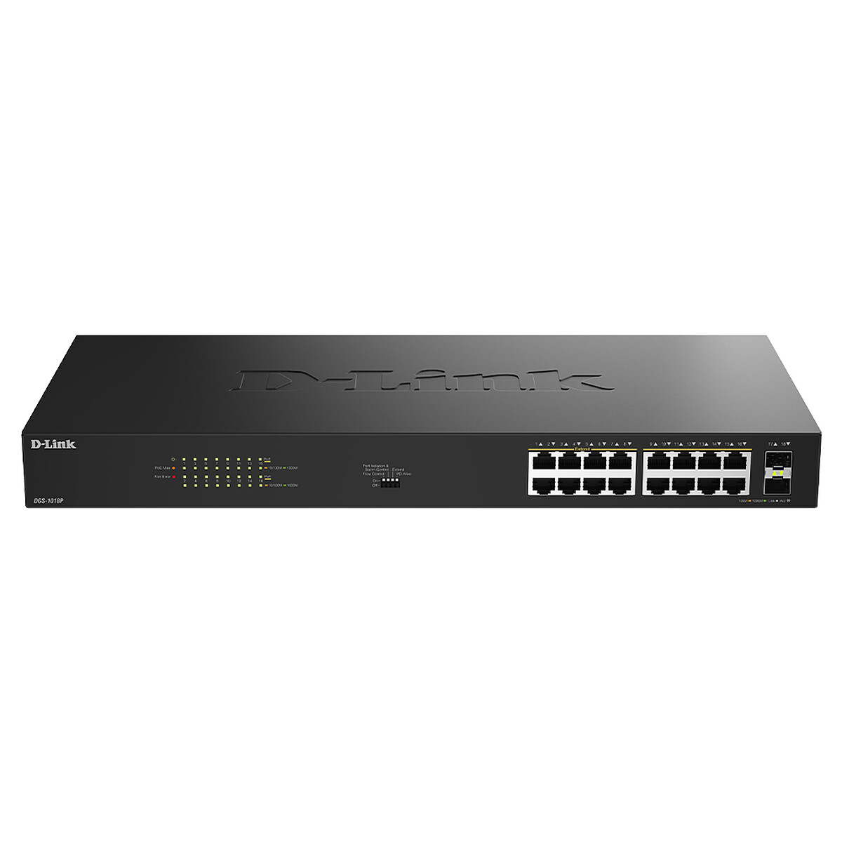 D Link D LINK SWITCH POE 16XGE + 2XSFP - vue 3