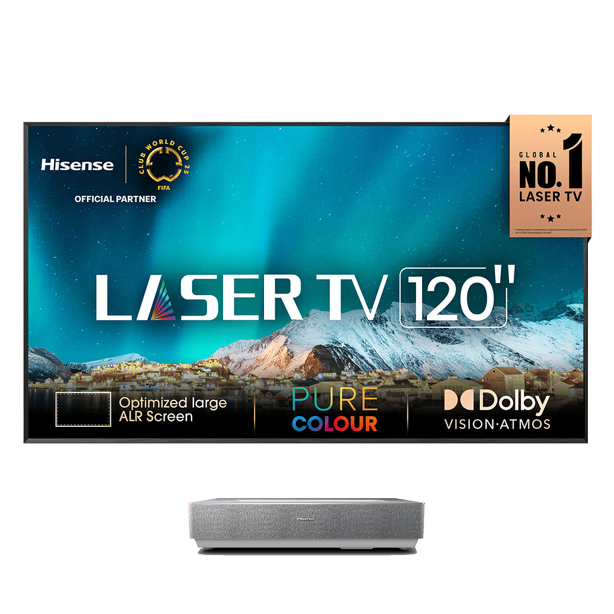 Pack Vidéoprojecteur Hisense Laser TV 120L5HA et + console ultra courte focale + écran ALR Fresnel 120