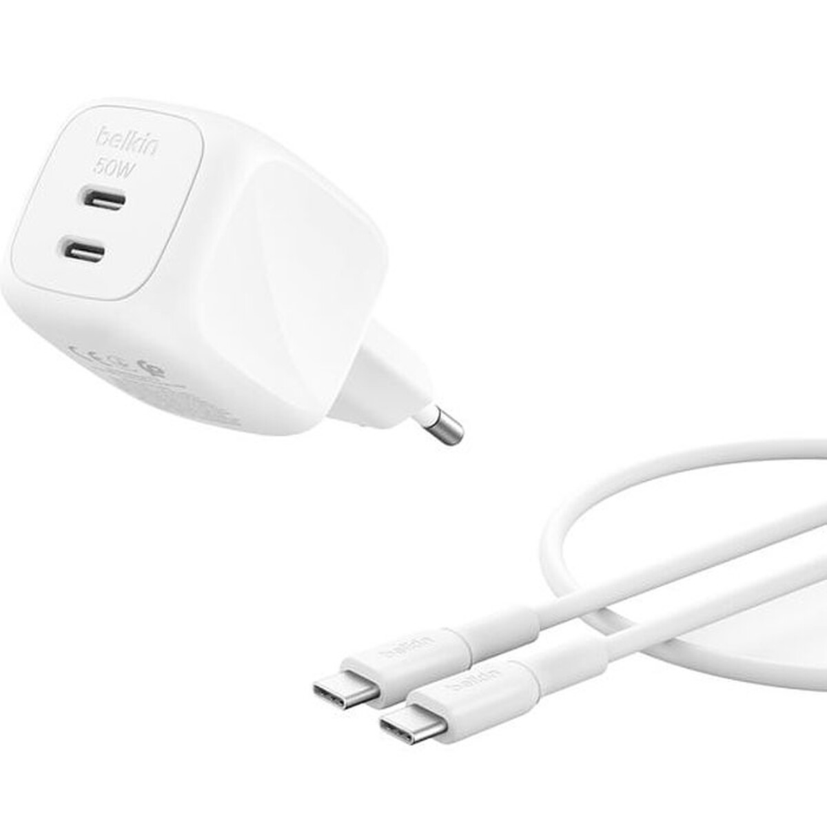 Belkin BoostCharge Pro Chargeur secteur GaN deux ports USB C avec câble USB C