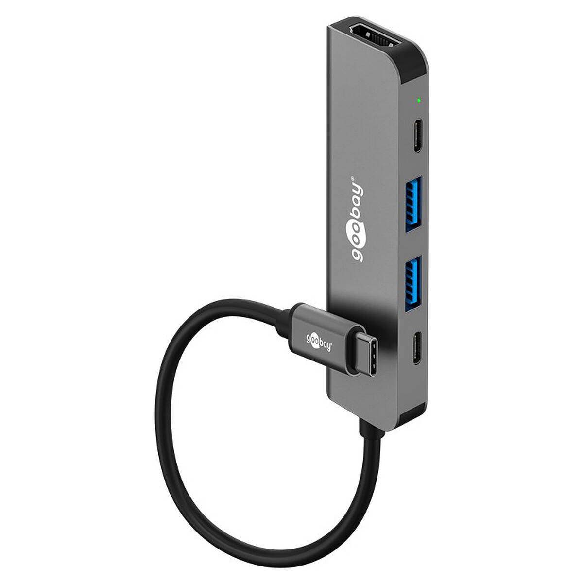 Goobay Hub Slim USB-C vers 1x HDMI, 2x USB-C et 2x USB-A - Power Delivery 100W - Goobay