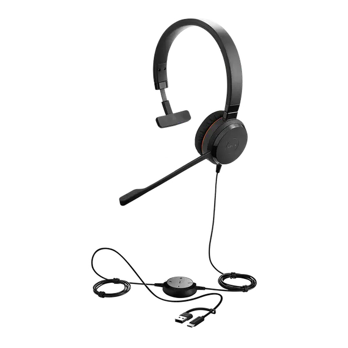 Jabra Evolve 20 SE Mono UC avec adaptateur USB-C/A, coussinets similicuir - Jabra
