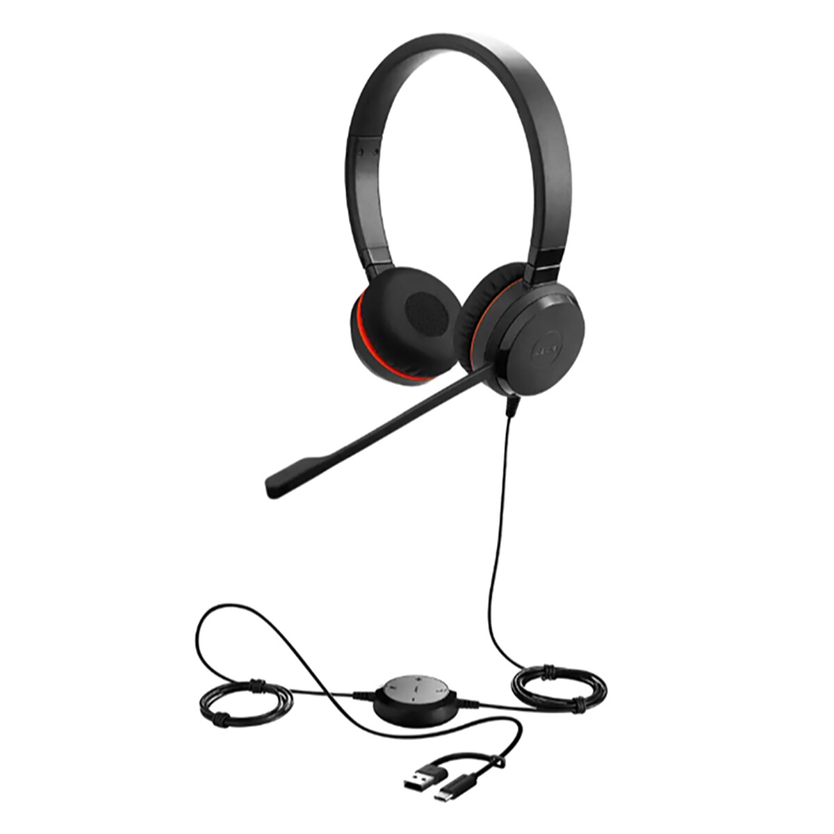 Jabra Evolve 20 SE Stéréo MS avec adaptateur USB-C/A, coussinets similicuir - Jabra