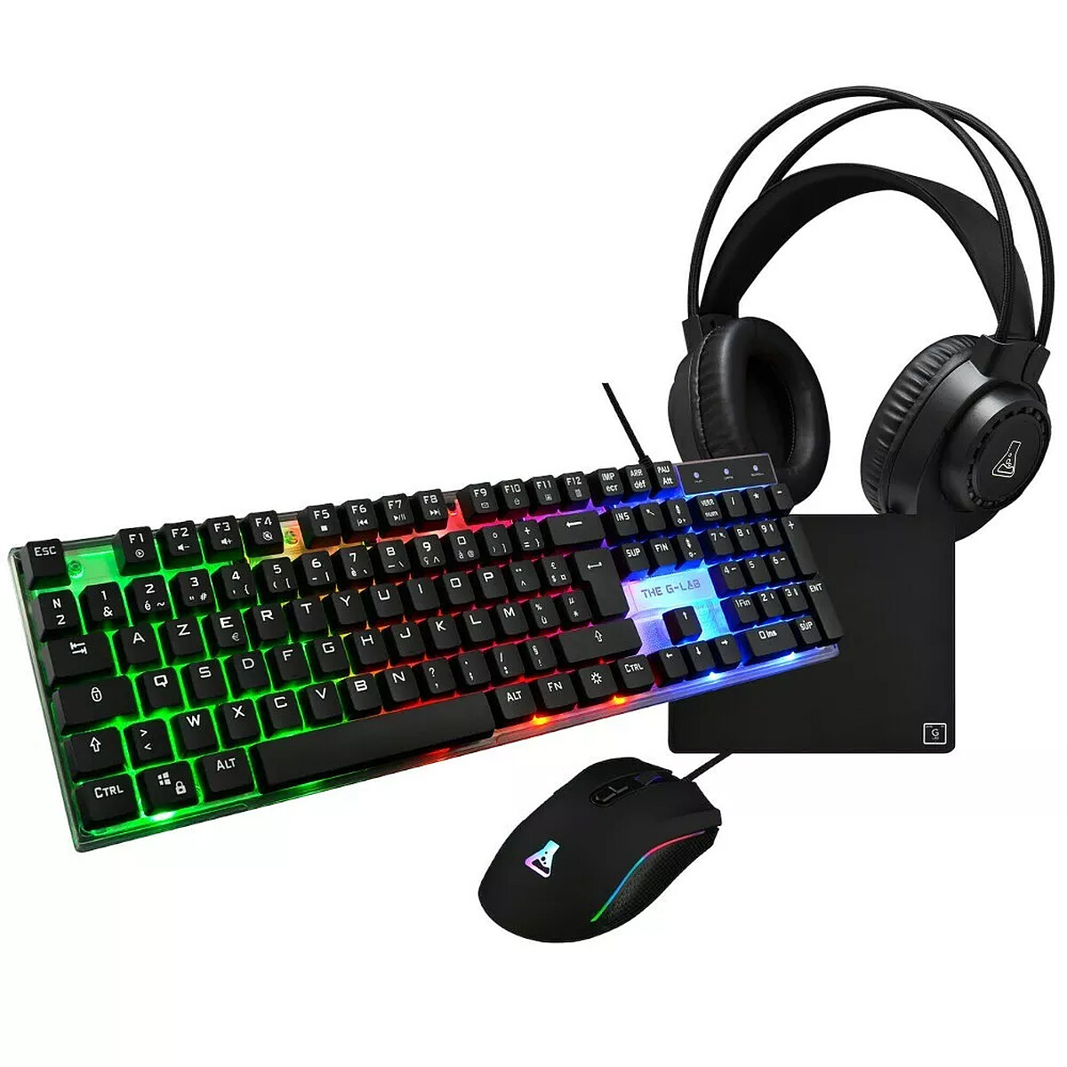 Pack Gaming The G-Lab Combo Neon – Clavier Membrane Full Size, Rétroéclairé RGB