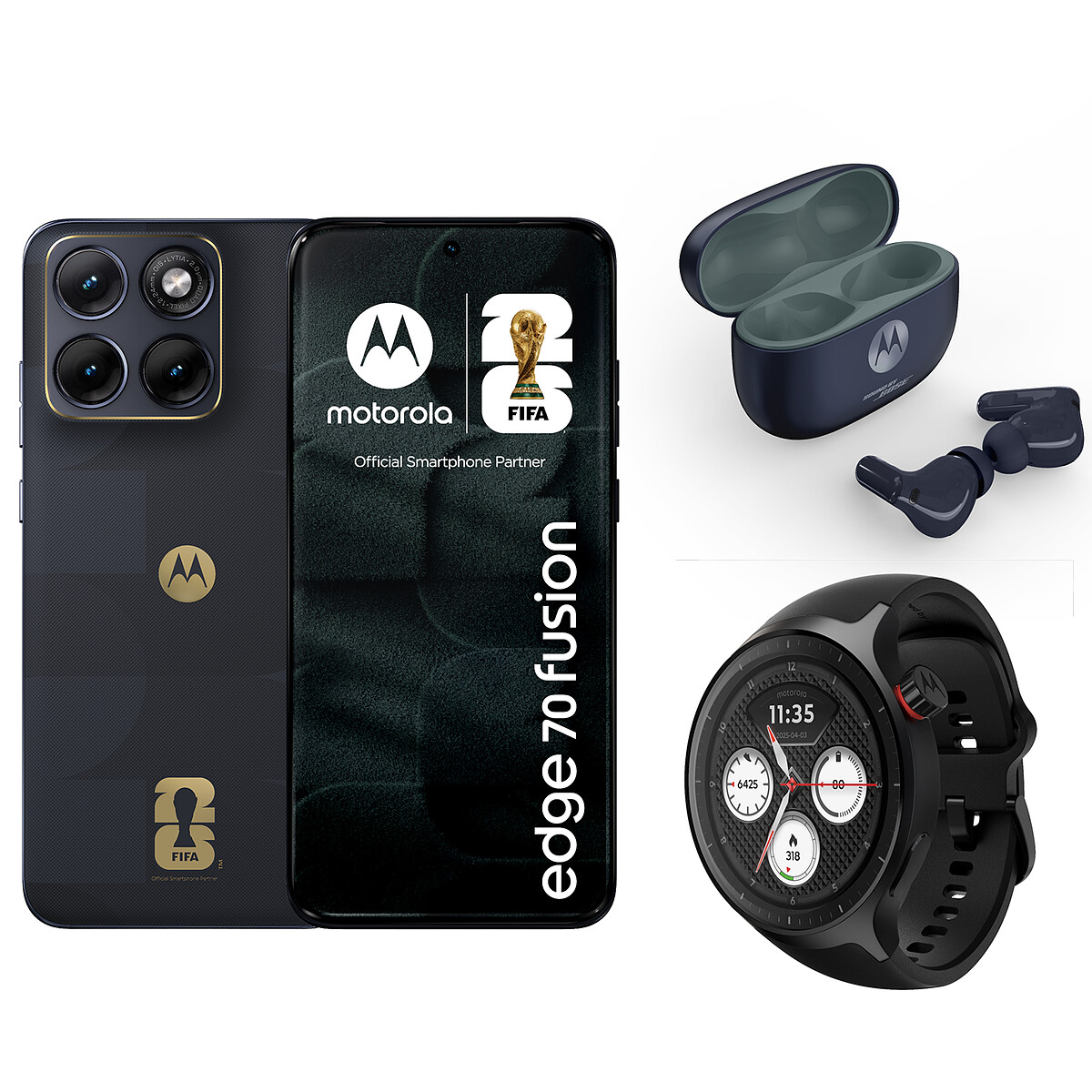 Pack Edge 70 Fusion 6.78 5G Double SIM Fifa Edition + Ecouteurs sans fil Motorola Moto Buds 2 Plus + Montre connectée Motorola Moto Watch - vue 5