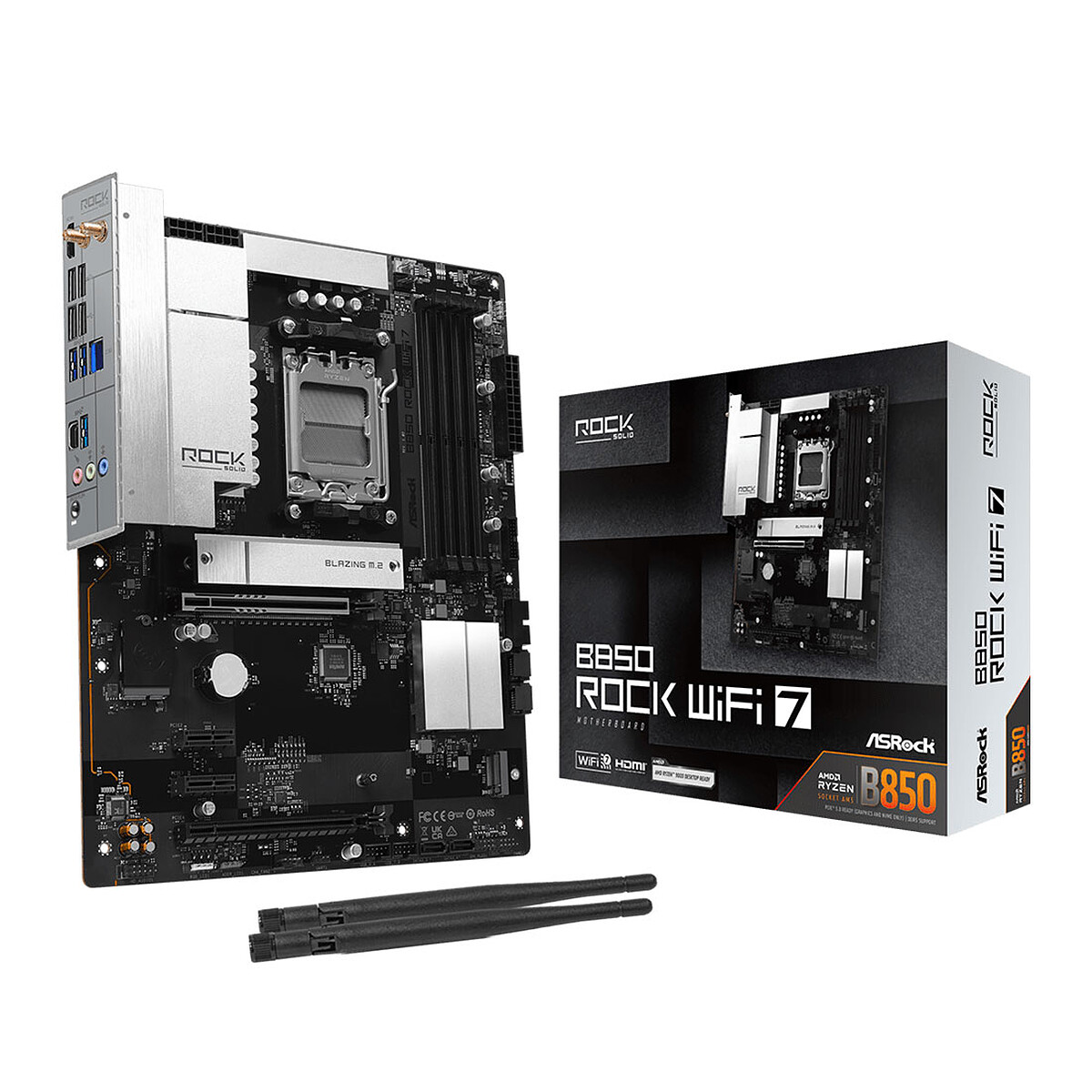 Carte mère AsRock B850 Rock WiFi 7 AMD B850 AM5 DDR5 ATX 2.5GbE RGB - vue 2