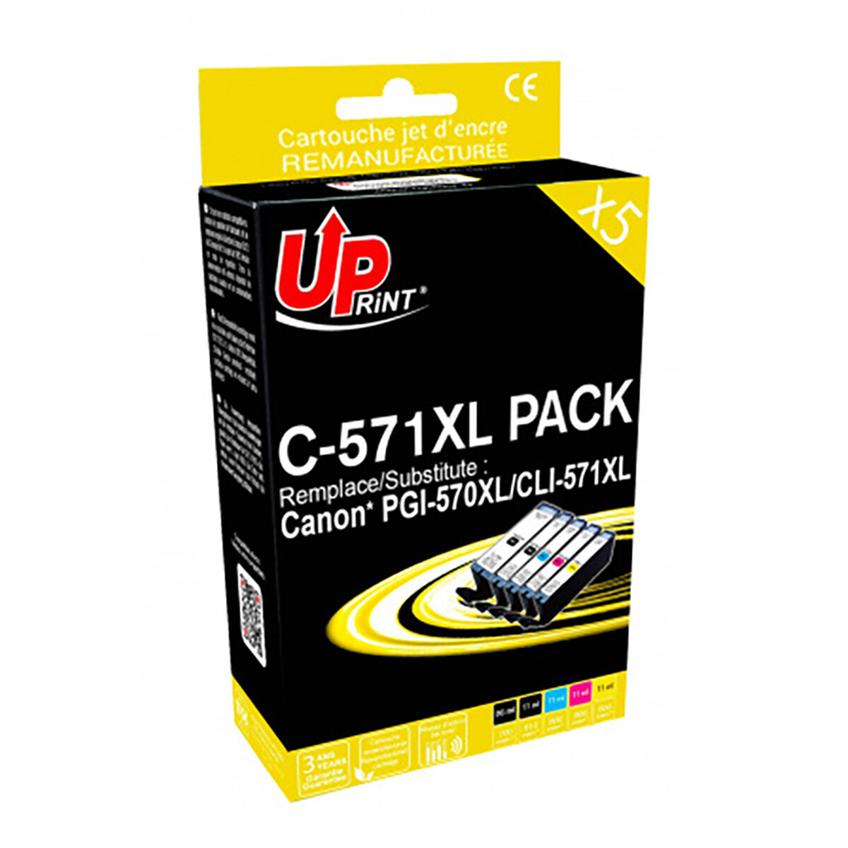 Pack UPrint compatible CANON CLI571 /PGI570 5 cartouches Neuf - vue 2