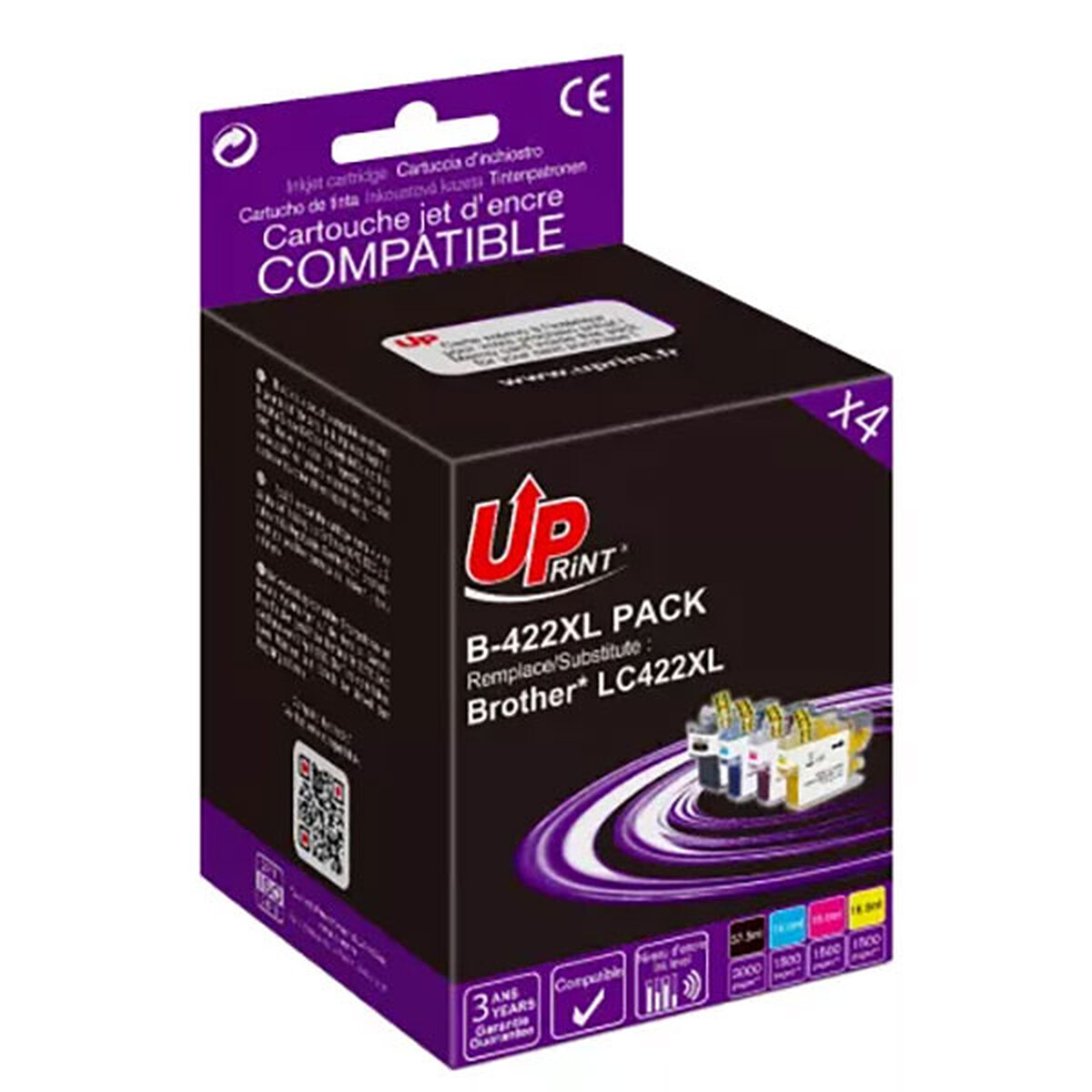 Pack UPrint 4 cartouches compatible Brother LC422 Neuf - vue 2