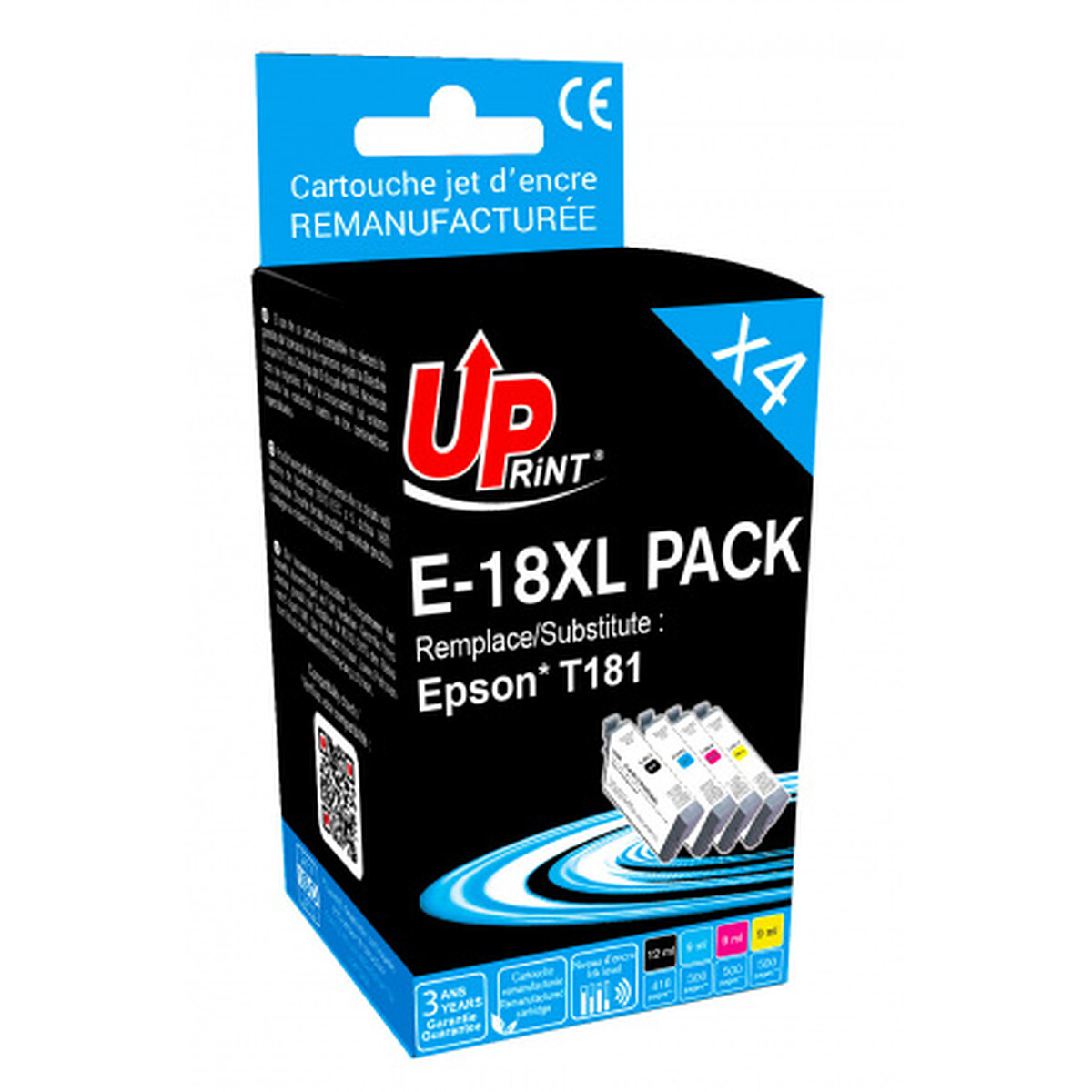 Pack UPrint 4 cartouches compatible EPSON T18XL Neuf - vue 2