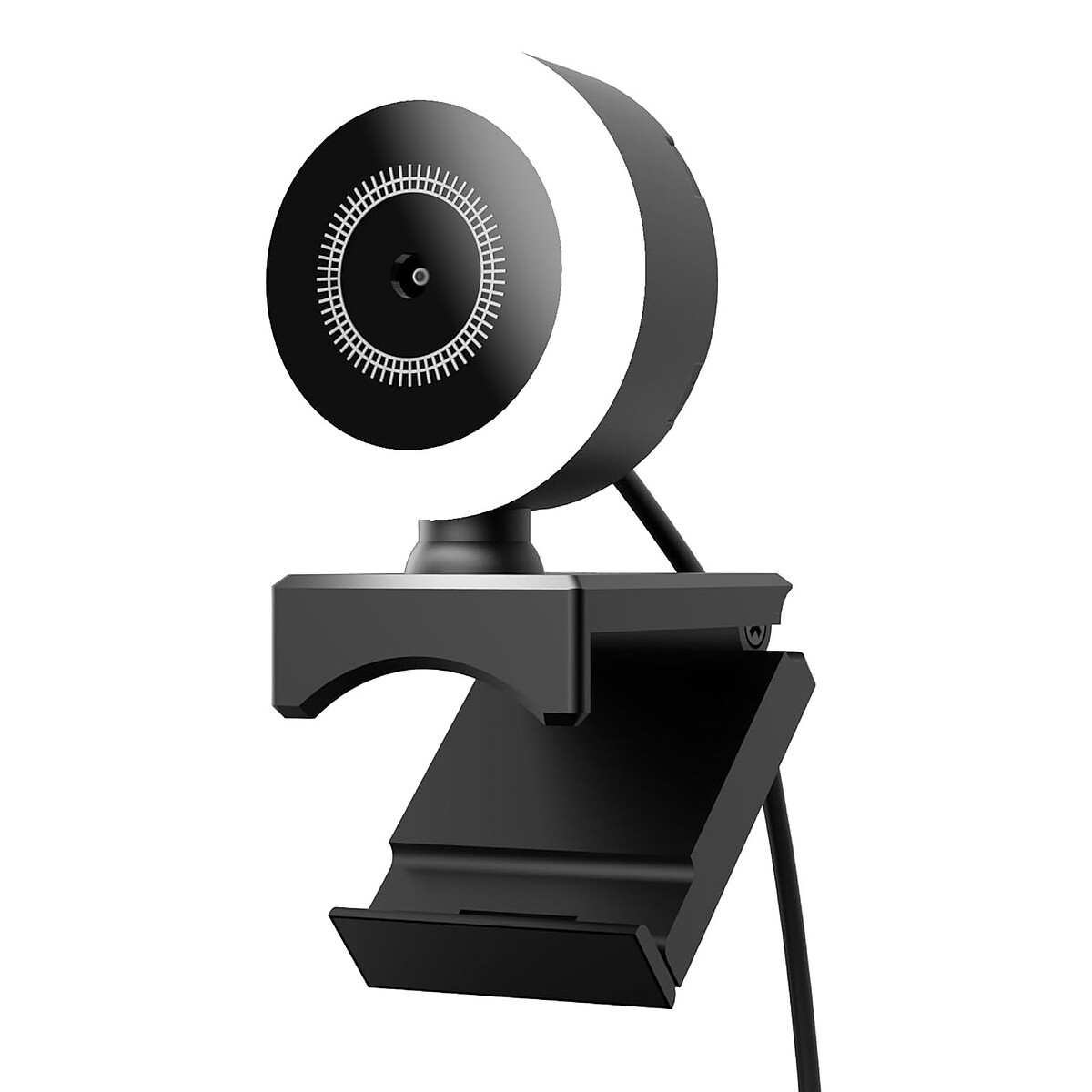 Mobility Lab ML301310 – Webcam Filaire USB – Full HD Pas de vis Universel intégré Microphone intégré Anneau LED réglable Plug and Play – Compatibilité macOS et Windows