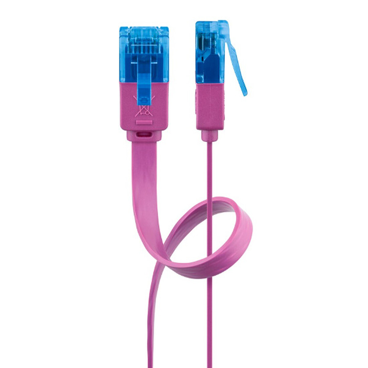 Goobay Câble RJ45 Plat Cat 6a U/UTP 0.5 m (Magenta)