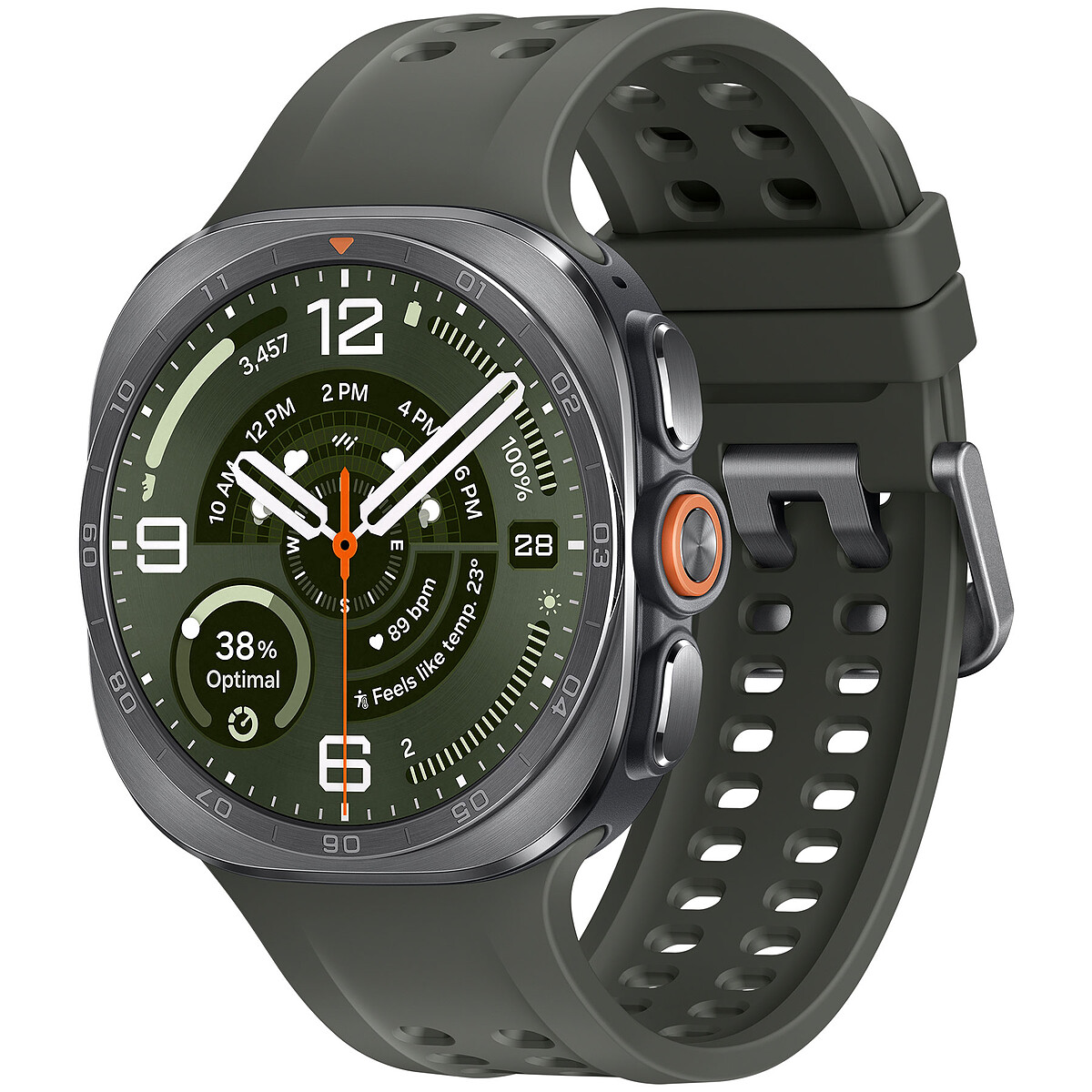Samsung Vert Galaxy Watch Ultra2 (2026) Gps+Cellular, Boitier De 47 Mm En Argent Titane Avec Bracelet - Très Bon État - Image 7