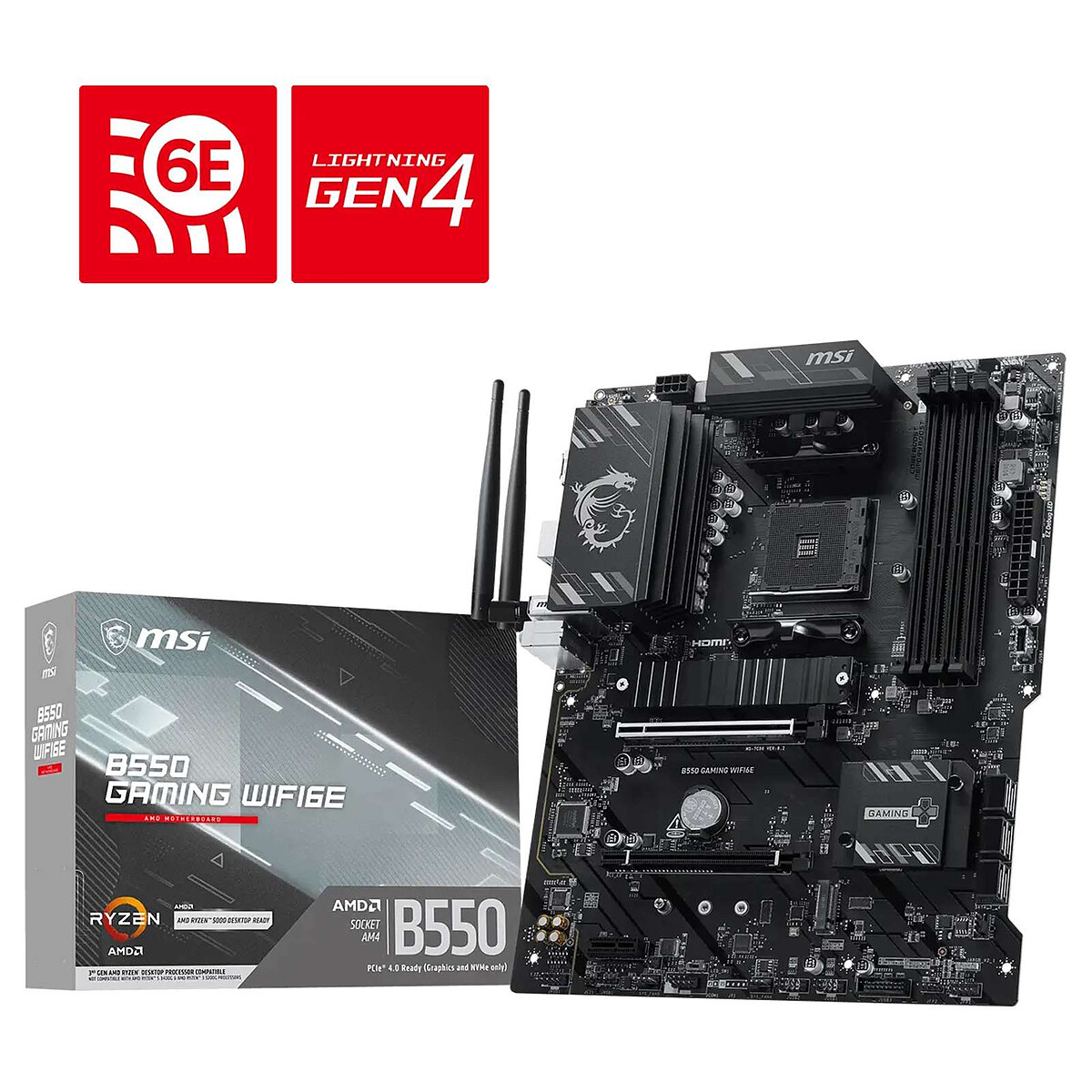 Carte mère MSI B550 GAMING WIFI AMD B550 AM4 DDR4 ATX WiFi 6E RGB - vue 9