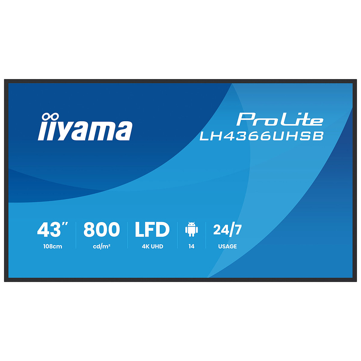 iiyama LH4366UHSB B1AG Écran d'affichage dynamique Écran plat de signalisation numérique 43 LCD Wifi 800 cdm² 4K Ultra HD Intégré dans le processeur Android 247 - vue 3