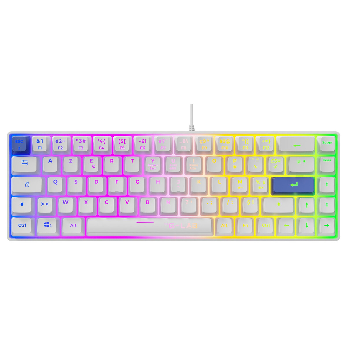 Clavier Gamer The G Lab KEYZ HYDROGEN 60% Format Compact Touches bleus Filaire - vue 3