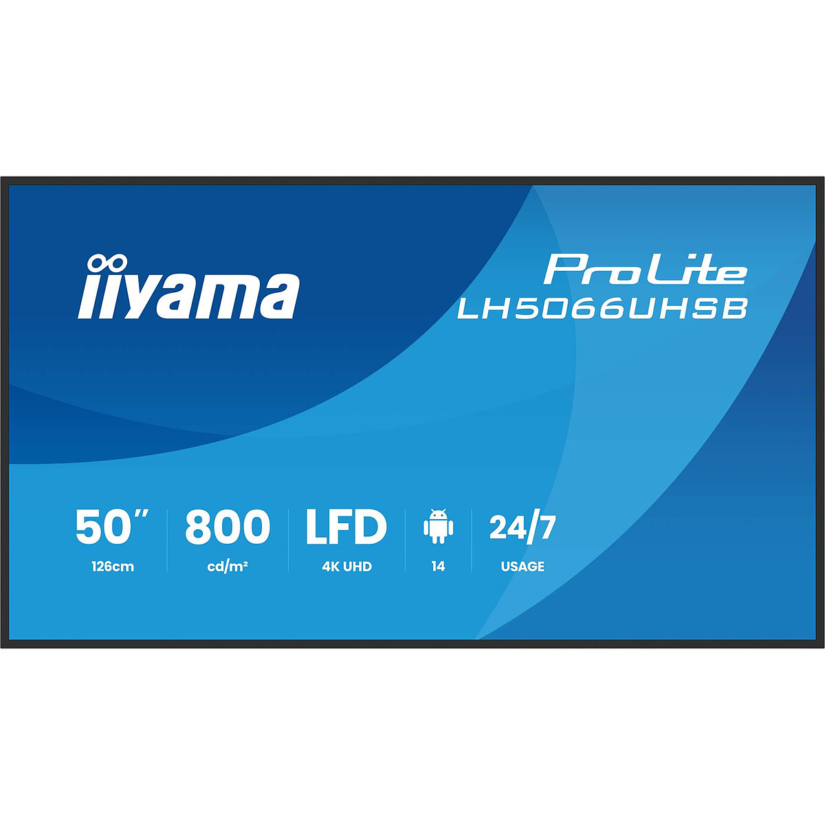 iiyama LH5066UHSB B1AG Écran d'affichage dynamique Écran plat de signalisation numérique 50 LCD Wifi 800 cdm² 4K Ultra HD Intégré dans le processeur Android 247 - vue 3