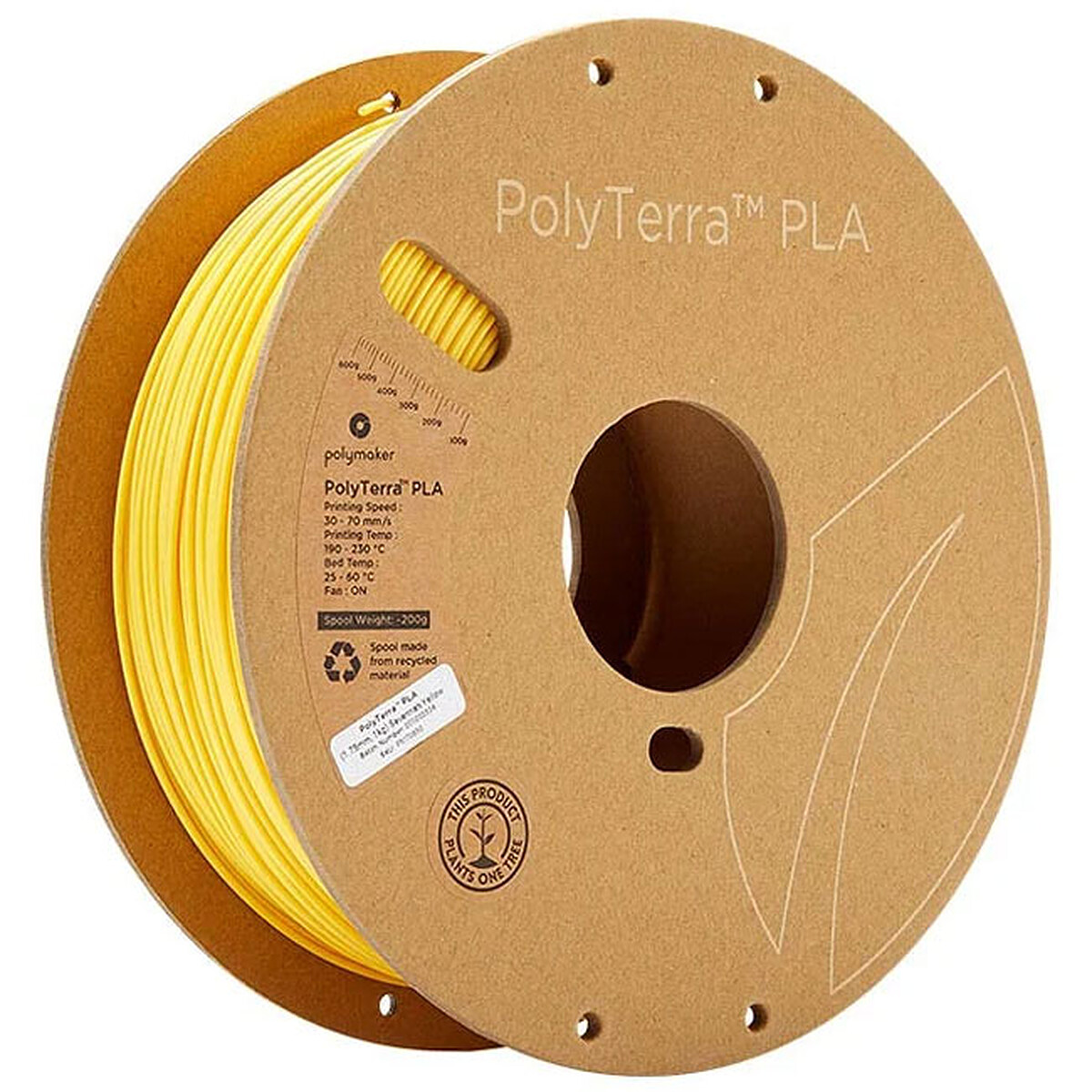 POLYMAKER Filament PLA pour imprimante 3D PolyTerra 1.75mm 1Kg Jaune Savane - vue 2