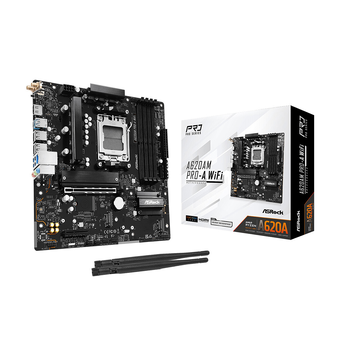 Carte mère Asrock A620AM PRO A WIFI AMD A620 Socket AM5 DDR5 Micro ATX WiFi 6E RGB - vue 4