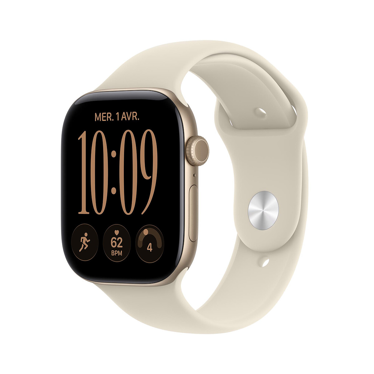 Apple Watch Series 12 GPS 46 mm Aluminium Or clair Bracelet Sport Sable S/M