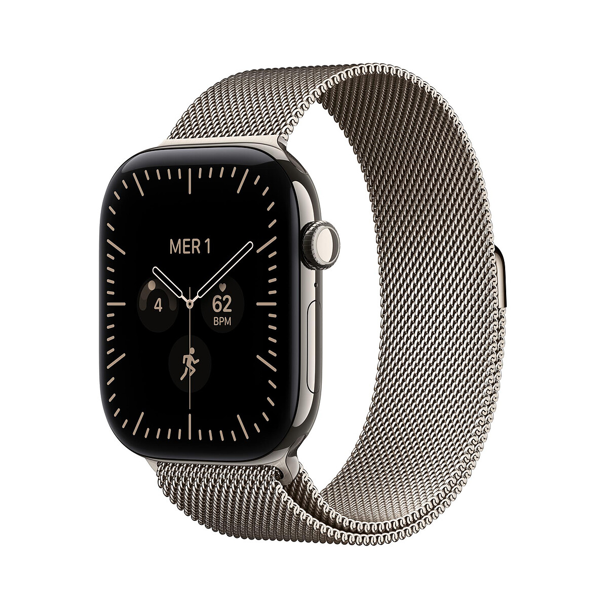 Apple Watch Series 12 GPS + Cellular 46 mm Titane Naturel Bracelet Milanais Naturel M/L