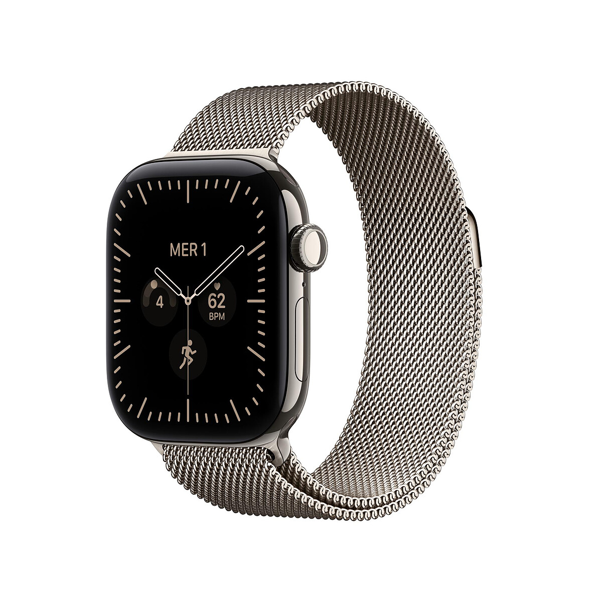 Apple Watch Series 12 GPS + Cellular 42 mm Titane Naturel Bracelet Milanais Naturel