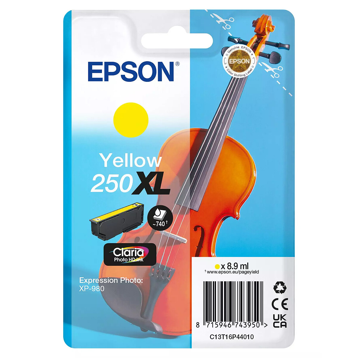 Epson 250XL 8.9 ml jaune original blister cartouche d'encre pour PN: C11CL95402 - vue 5