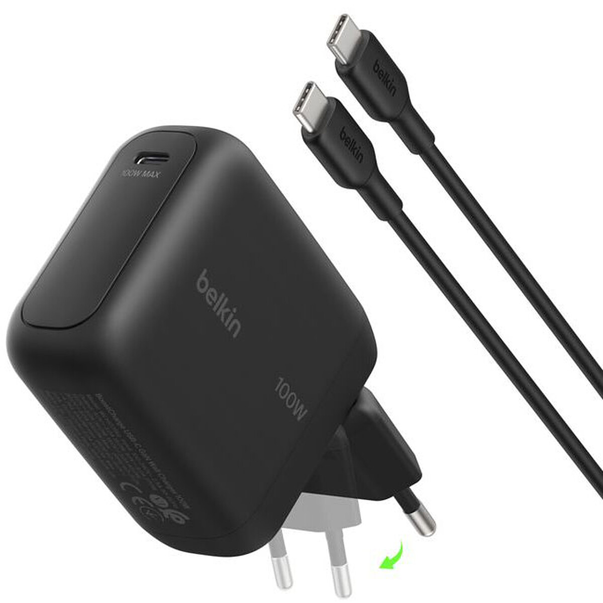 Belkin Noir Chargeur Usb-C 100 W Avec Câble 1,5 M (Noir)