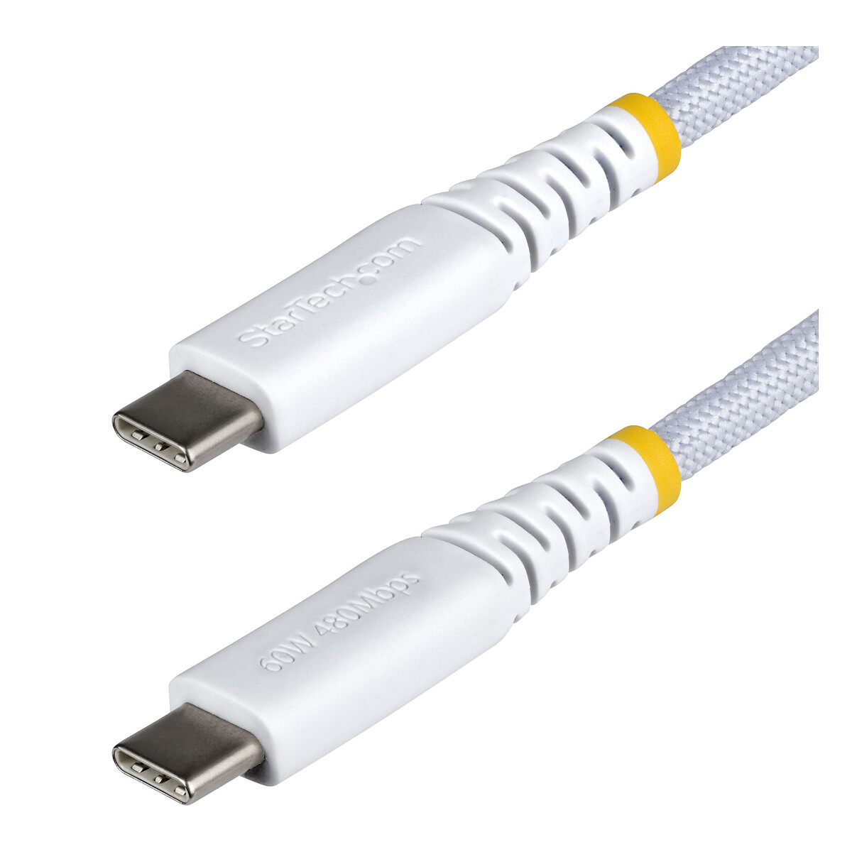 Cable de Charge USB-C StarTech.com 15 cm 60W PD 3A Tressé Blanc - Image 3