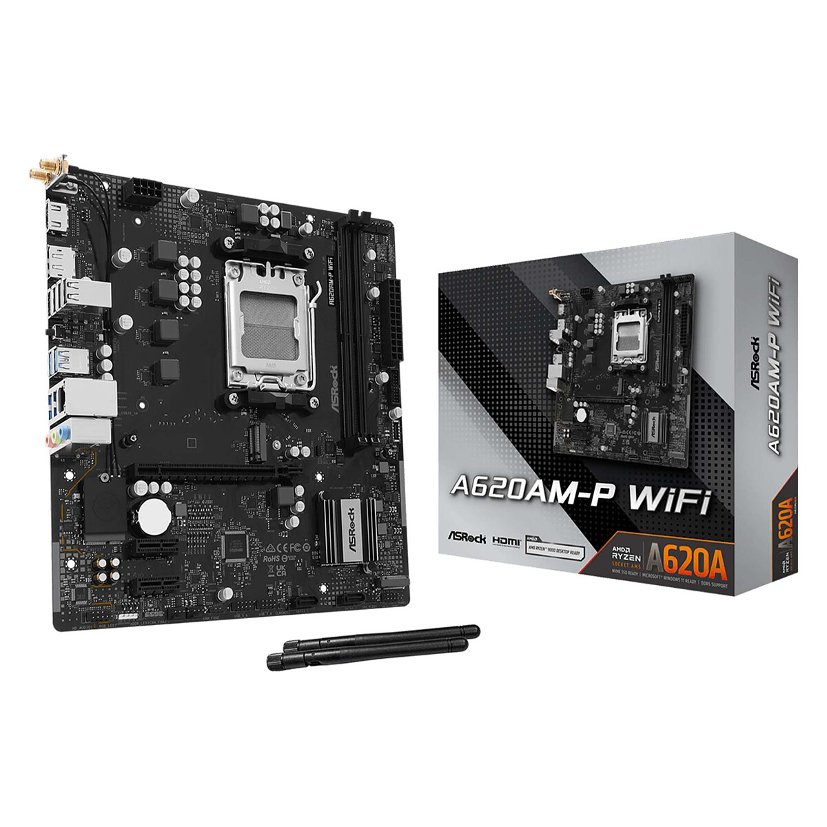 Asrock A620AM P WIFI AMD A620A Emplacement AM5 micro ATX - vue 2