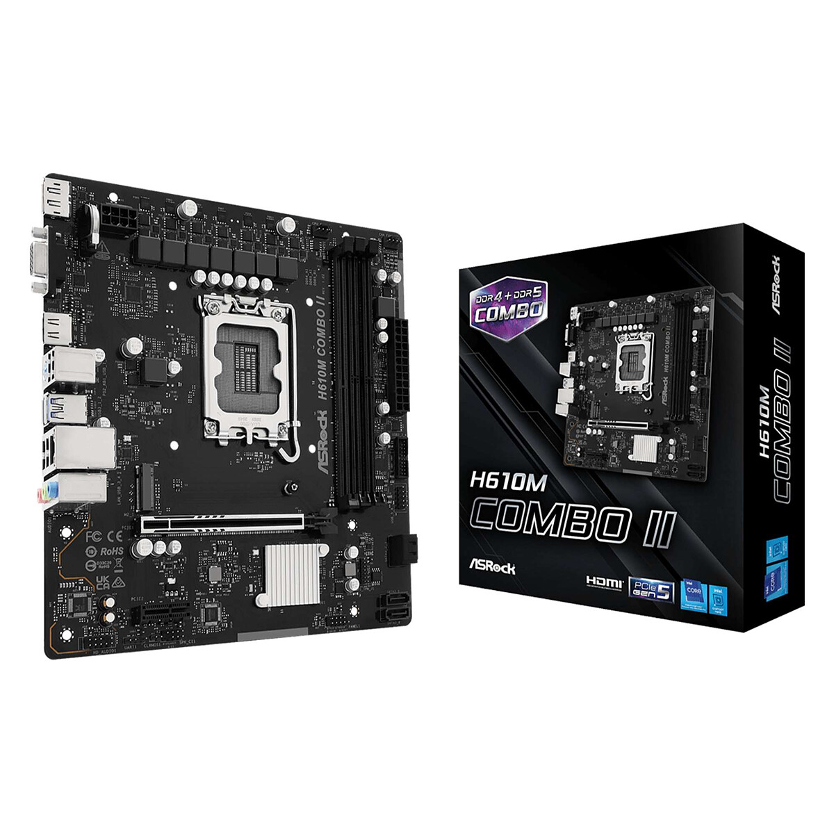 Carte mère ASROCK H610M Combo II Socket LGA1700 DDR4DDR5 Micro ATX - vue 5
