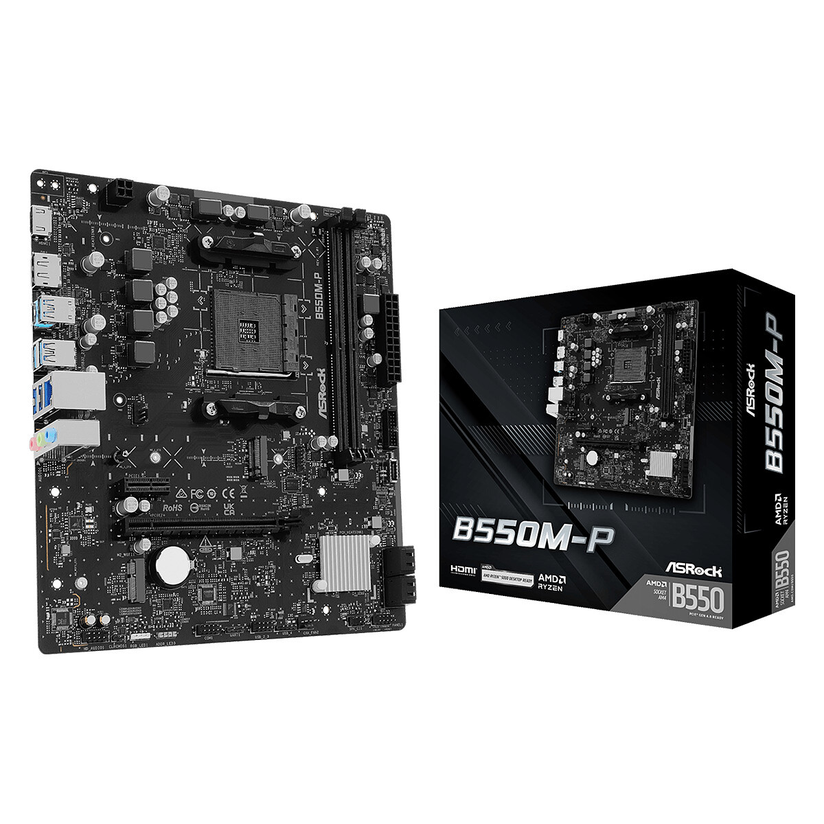 Carte mère AsRock B550M P AMD B550 AM4 DDR4 Micro ATX USB 3.2 Gen1 - vue 3